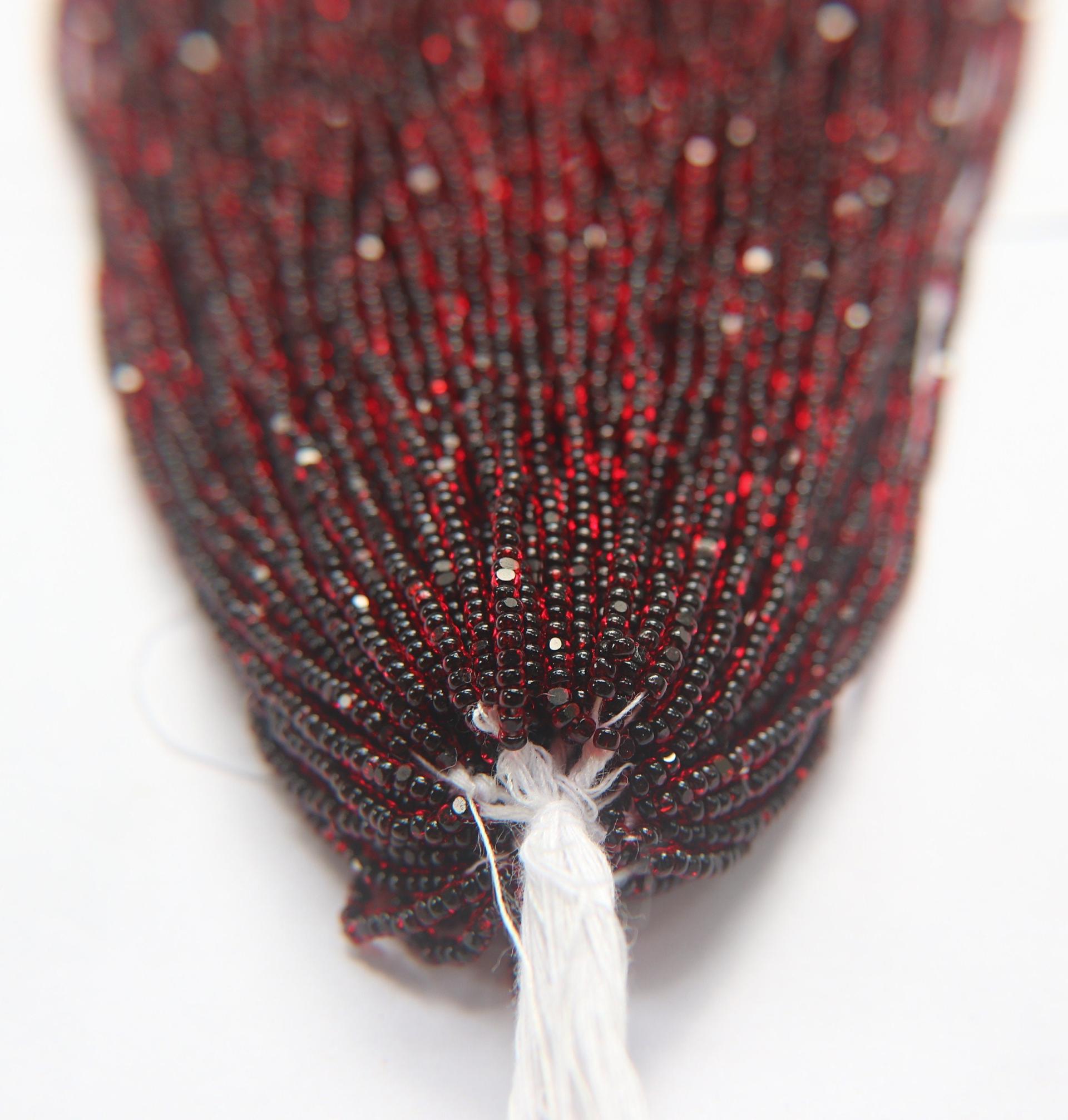 11/0 Hanks Charlotte Cut Beads Red Jet Lined 1/5/25/50/100 Hanks 2.0mm jewellery NATIVE rare glass beads, jewelry supply,