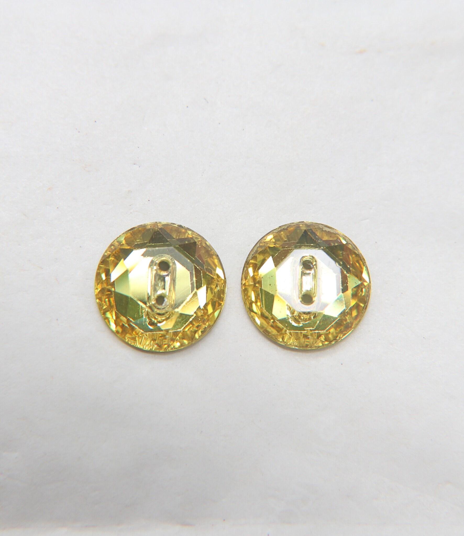 16 mm Vintage Swarovski Metallic Blue / Light Topaz Button 2 hole 3/6 pieces Article 3014
