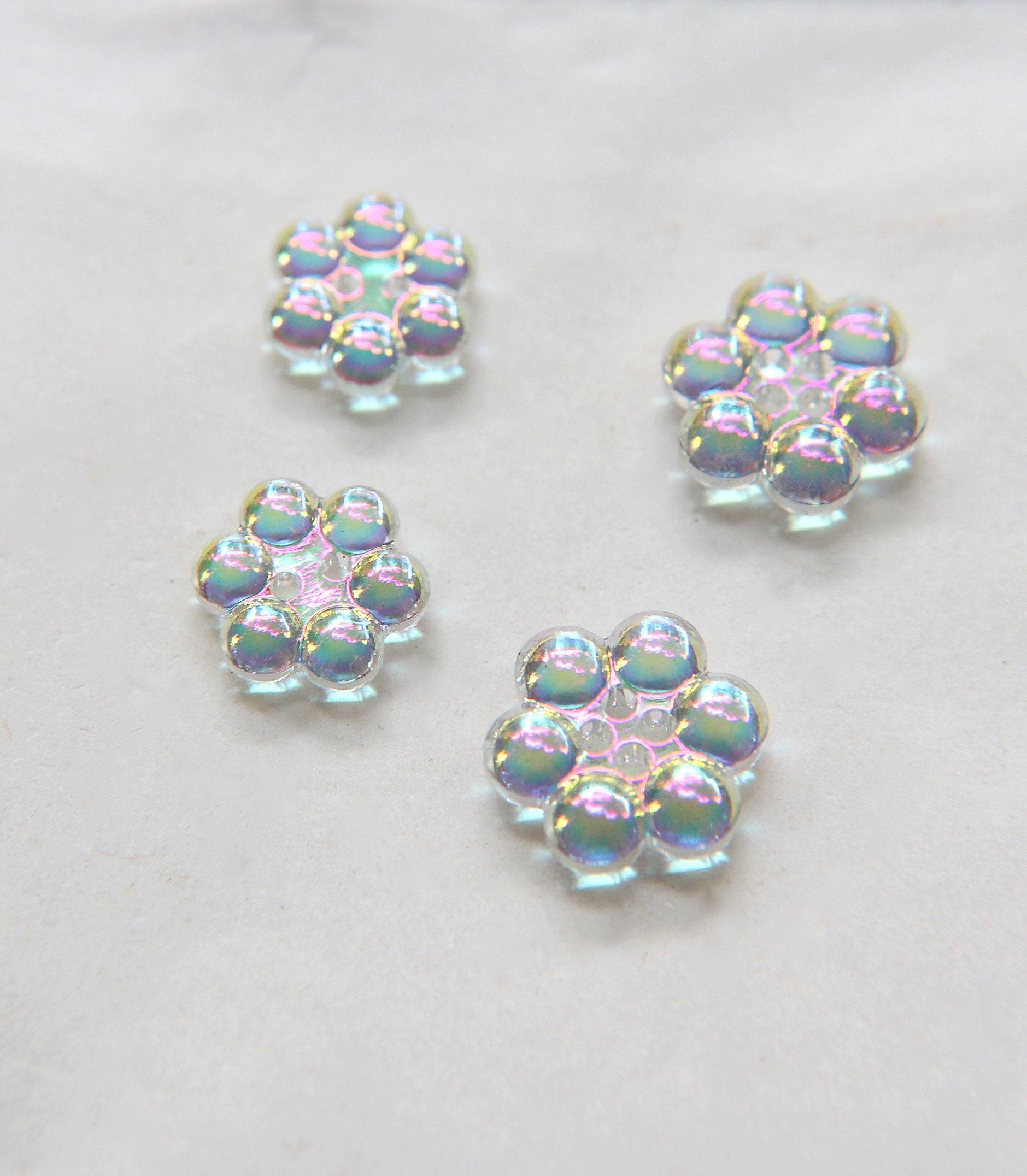 12/17 mm Vintage Swarovski Rare Aurore Boreale Flower Button 2 hole 6/12 Pieces