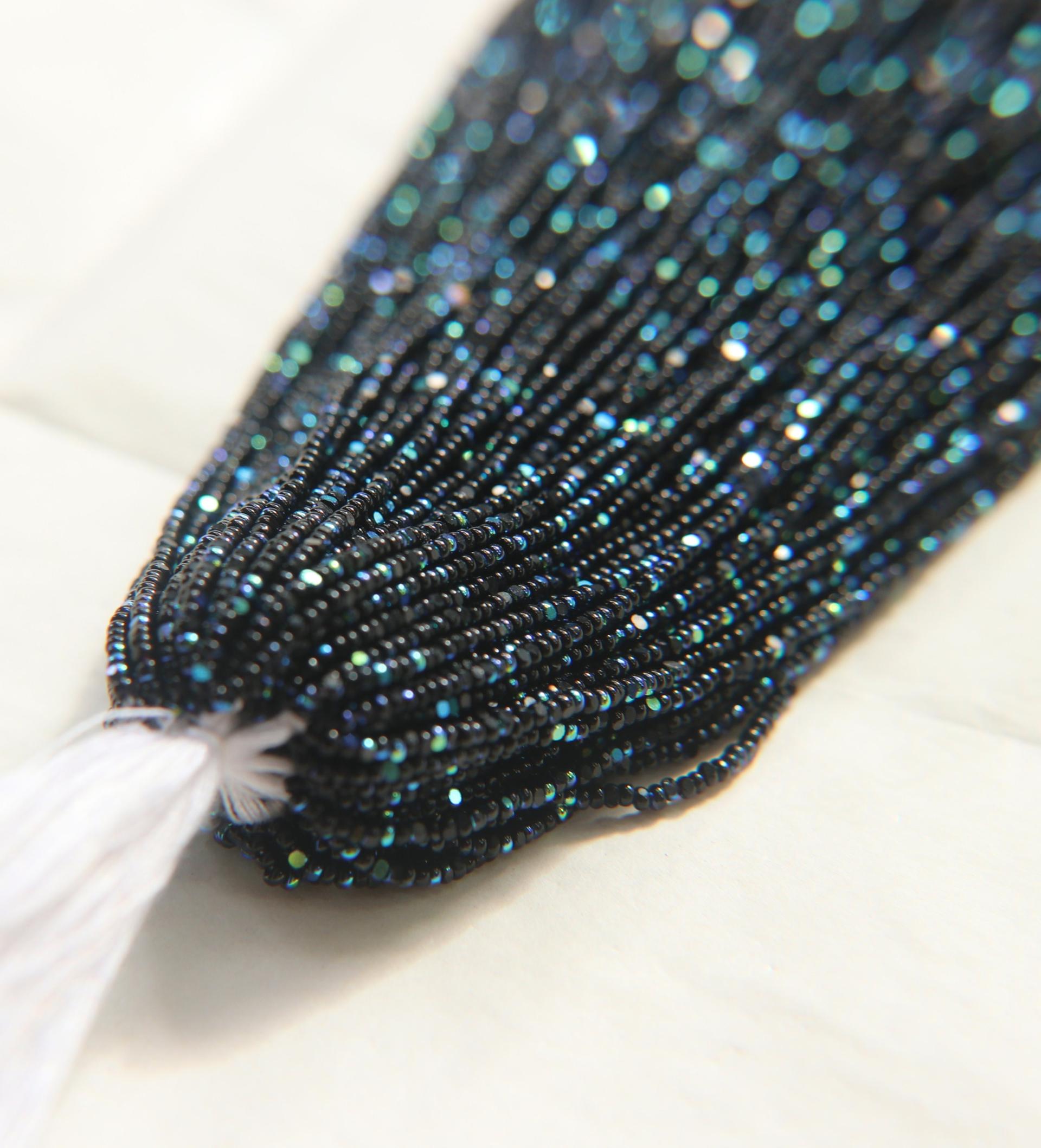 13/0 Hanks Charlotte Cut Beads Patina Jet Black Aurore Boreale 1/5/25/50/100 Hanks 1.6mm glass beads, jewelry supply, findings, craft supply