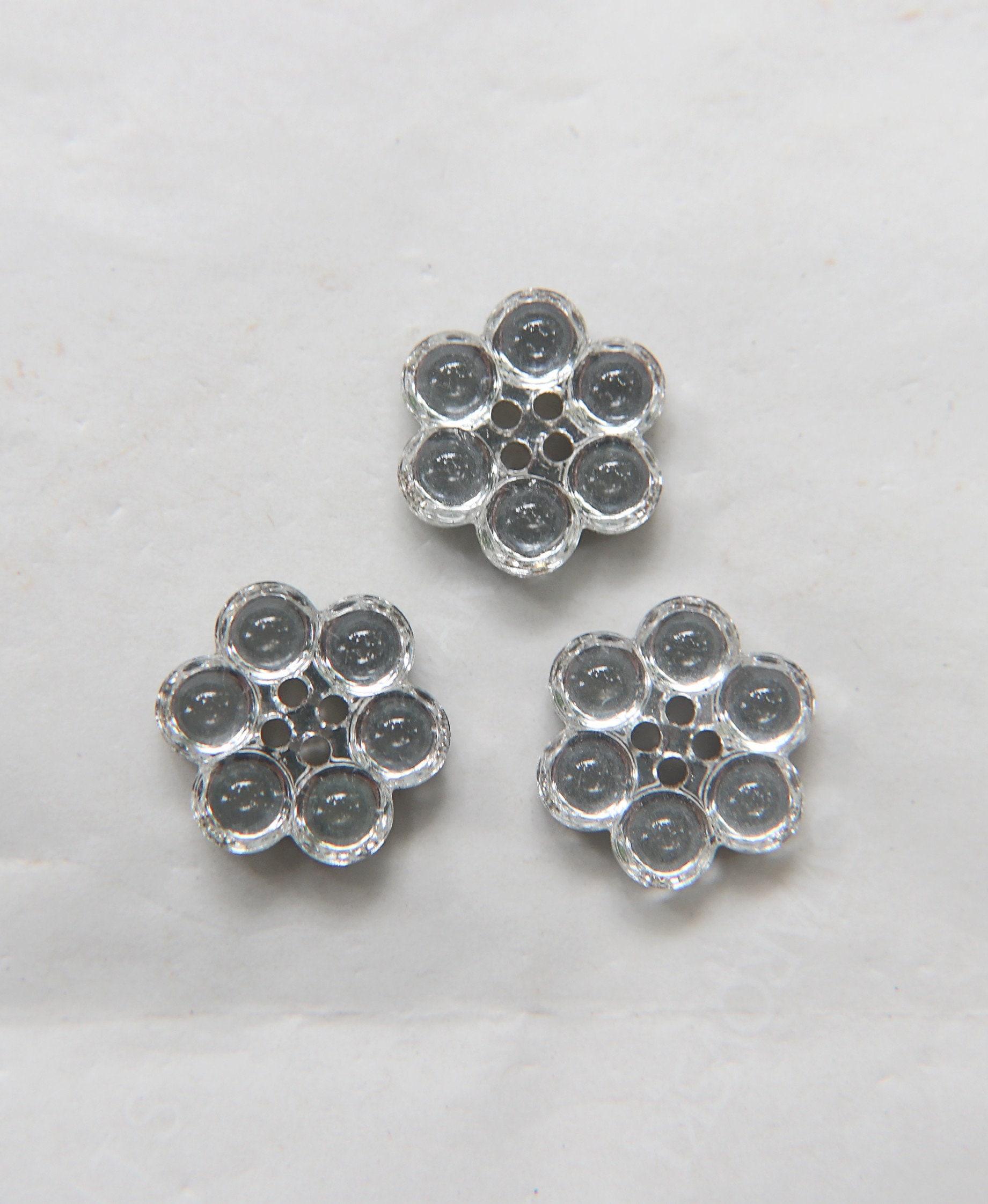 17 mm Vintage Swarovski Rare Foiled Flower Button 4 hole 2/6 pieces