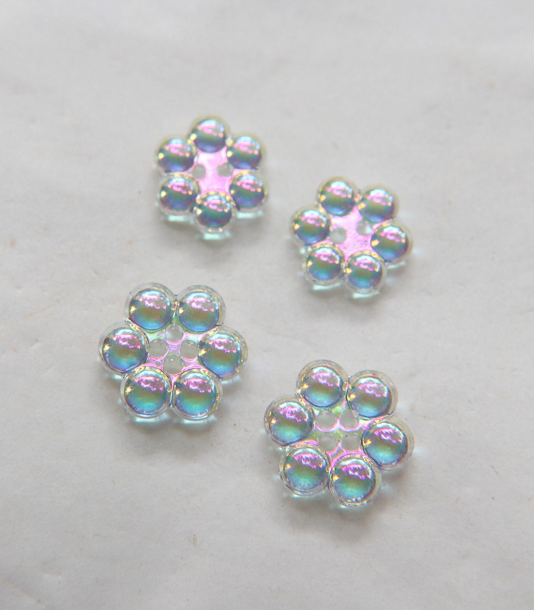 12/17 mm Vintage Swarovski Rare Aurore Boreale Flower Button 2 hole 6/12 Pieces