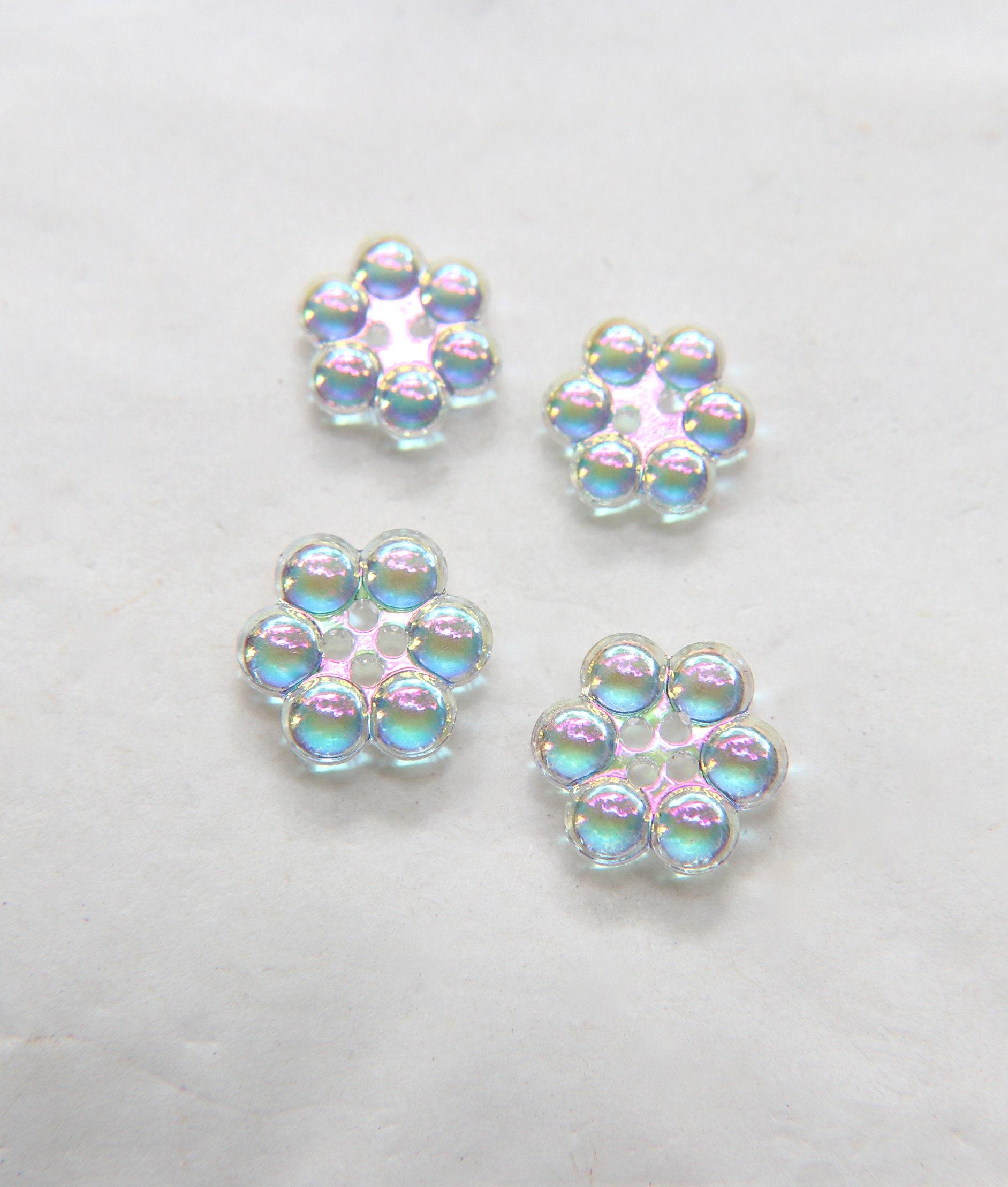 12/17 mm Vintage Swarovski Rare Aurore Boreale Flower Button 2 hole 6/12 Pieces