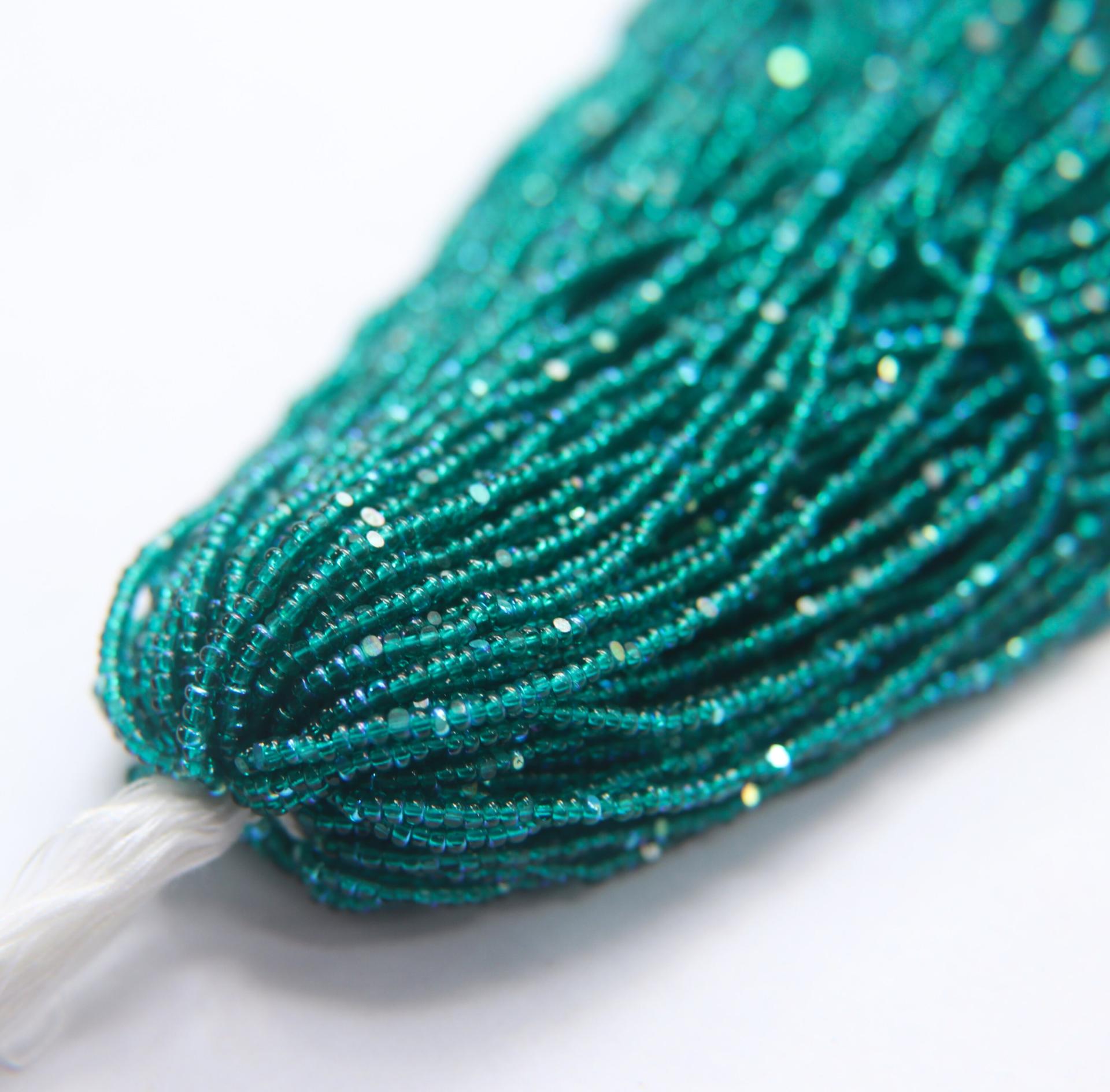11/0 Hanks Charlotte Cut Beads Patina Transparent Teal Green Aurore Boreale 1/5/25/50/100 Hanks PREMIUM SEED BEADS