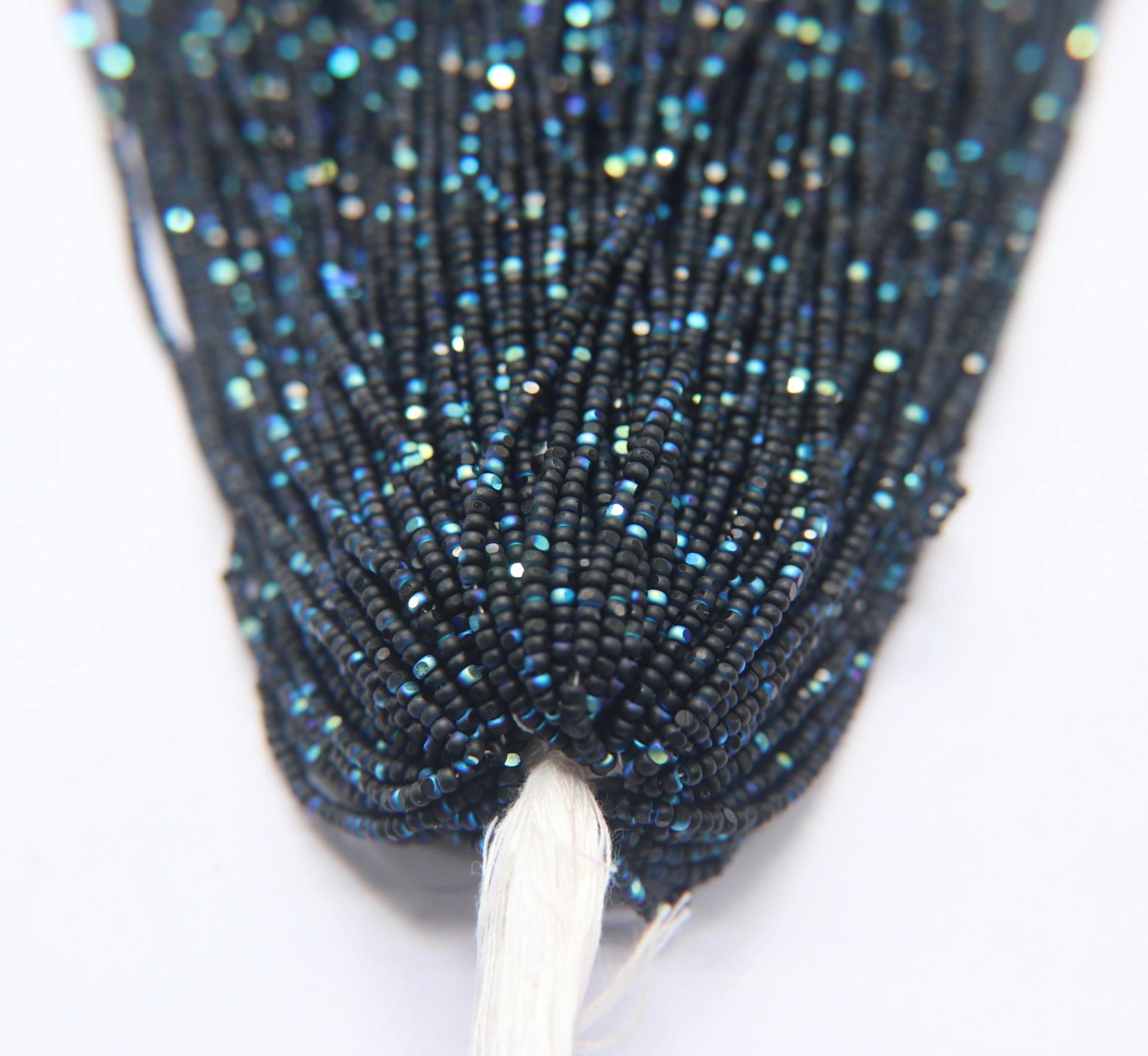 11/0 Hanks Charlotte Cut Beads Patina Matt Black Aurore Boreale 1/5/25/50/100 Hanks PREMIUM SEED BEADS, Native Supplie