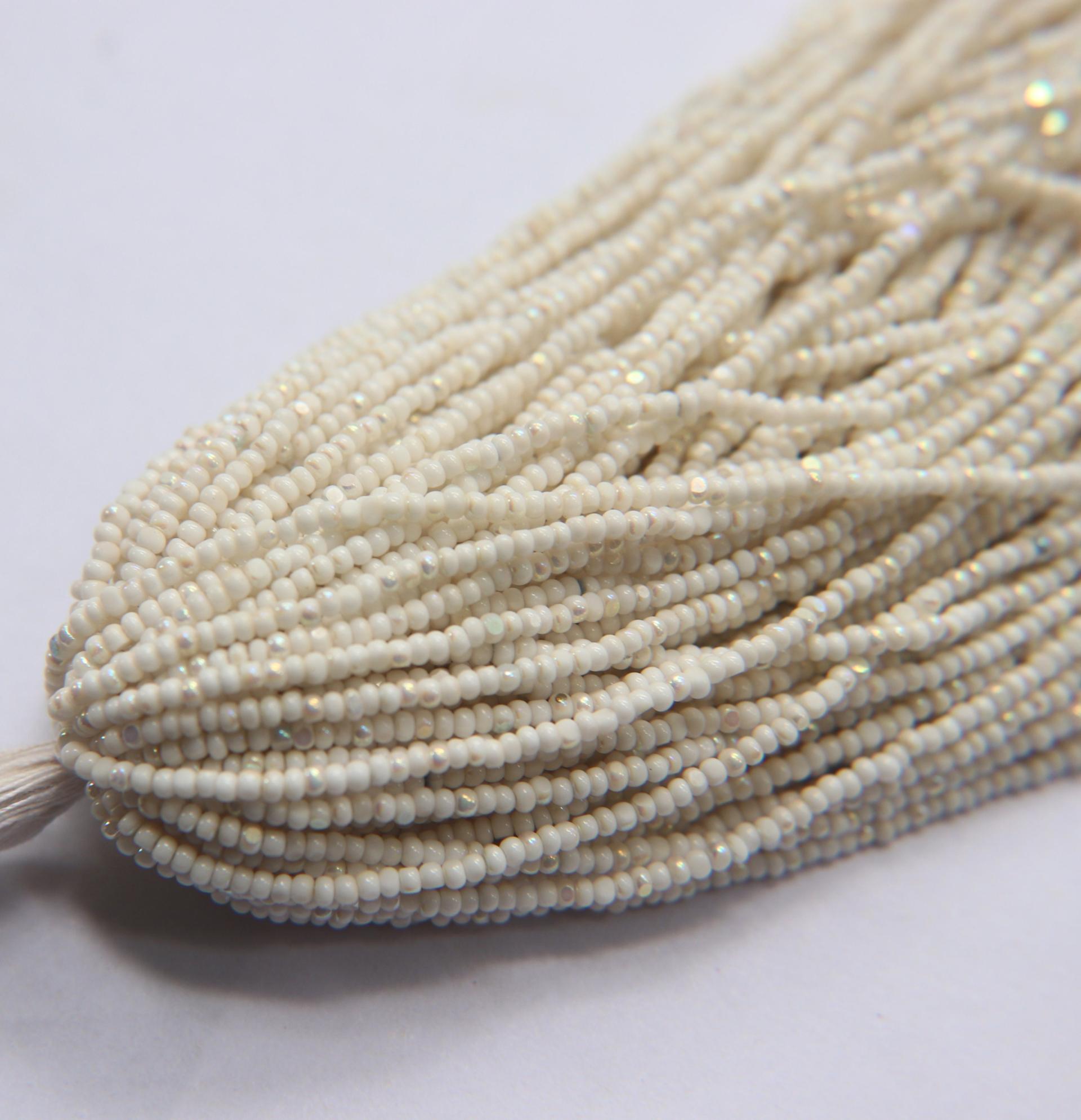 11/0 Hanks Charlotte Cut Beads Patina Opaque Chalk White Aurore Boreale 1/5/25/50/100 Hanks PREMIUM SEED BEADS, Native Supplies