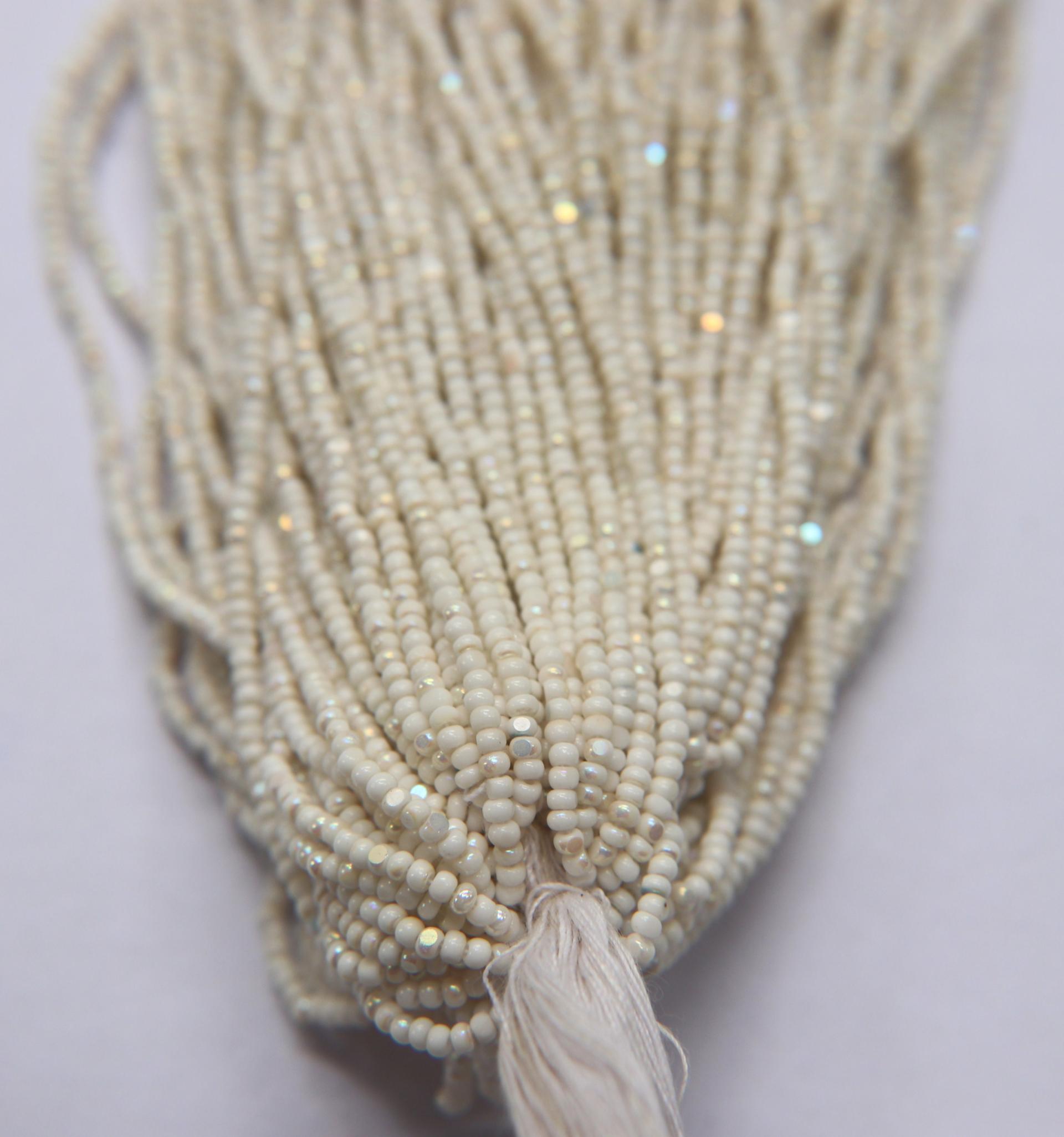 11/0 Hanks Charlotte Cut Beads Patina Opaque Chalk White Aurore Boreale 1/5/25/50/100 Hanks PREMIUM SEED BEADS, Native Supplies