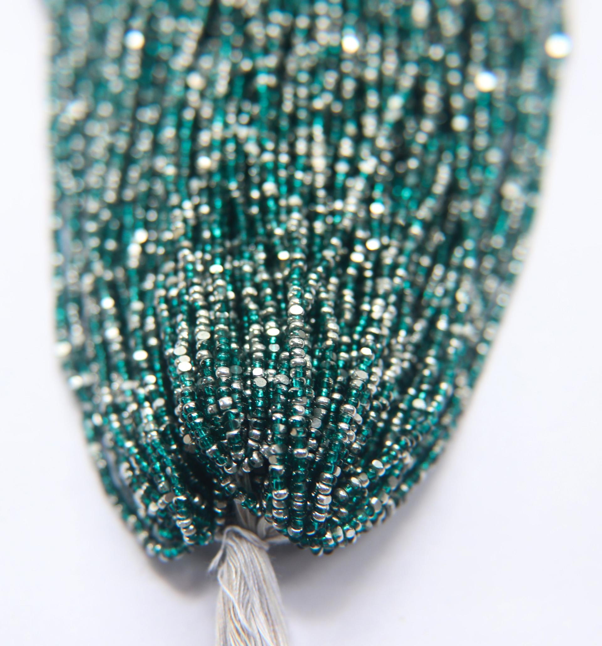 11/0 Hanks Charlotte Cut Beads Patina Transparent Teal Green Silver 1/5/25/50/100 Hanks PREMIUM SEED BEADS, Native Supplies