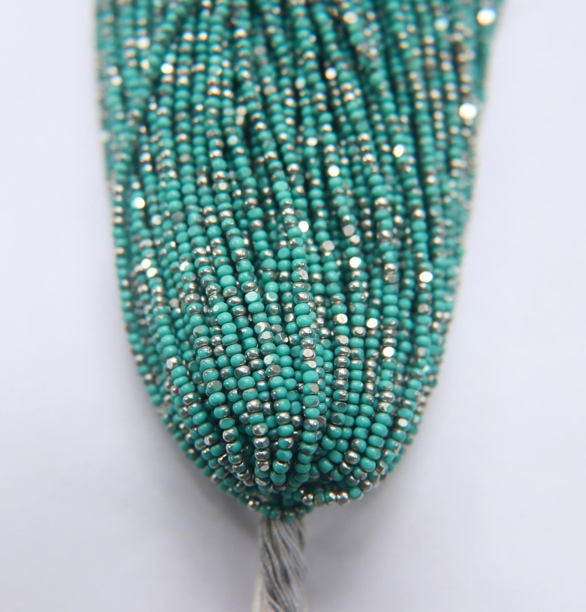 11/0 Hanks Charlotte Cut Beads Patina Opaque Aqua Green Silver 1/5/25/50/100 Hanks PREMIUM SEED BEADS, Native Supplies
