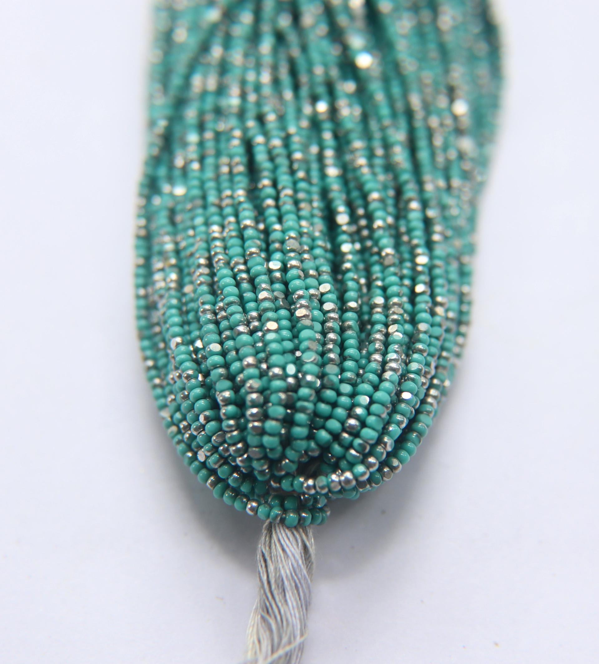 11/0 Hanks Charlotte Cut Beads Patina Opaque Aqua Green Silver 1/5/25/50/100 Hanks PREMIUM SEED BEADS, Native Supplies