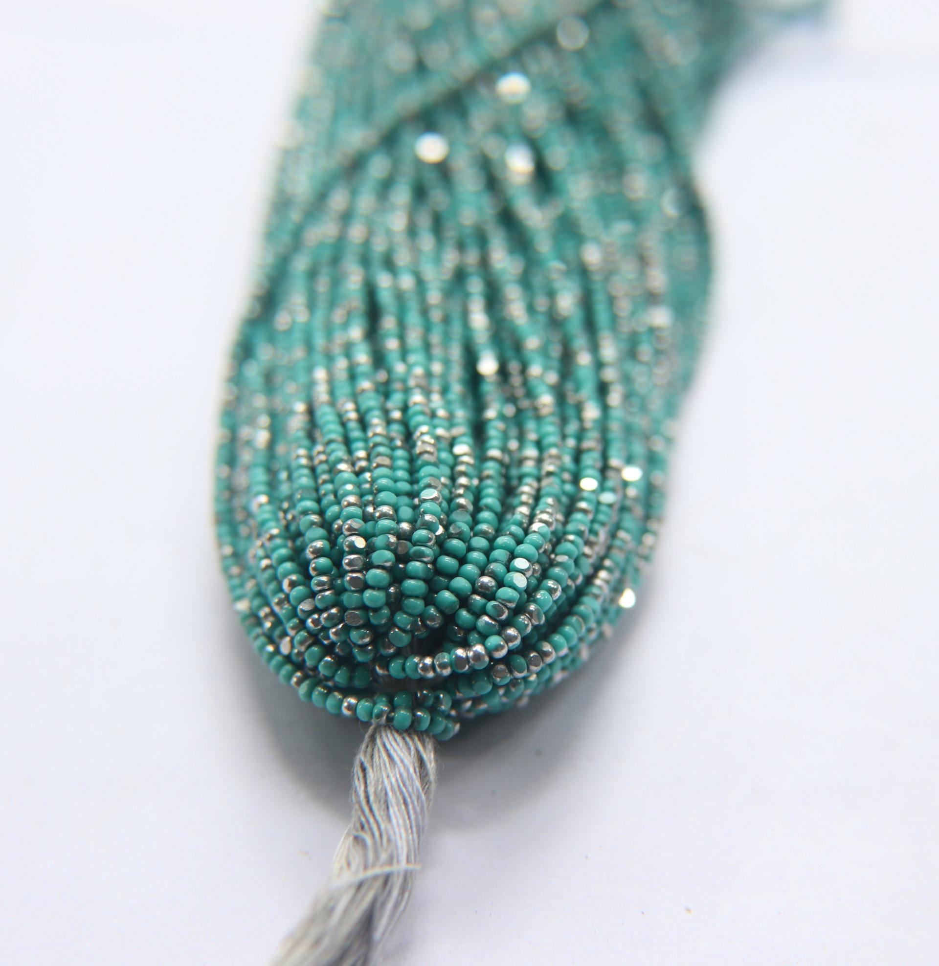 11/0 Hanks Charlotte Cut Beads Patina Opaque Aqua Green Silver 1/5/25/50/100 Hanks PREMIUM SEED BEADS, Native Supplies