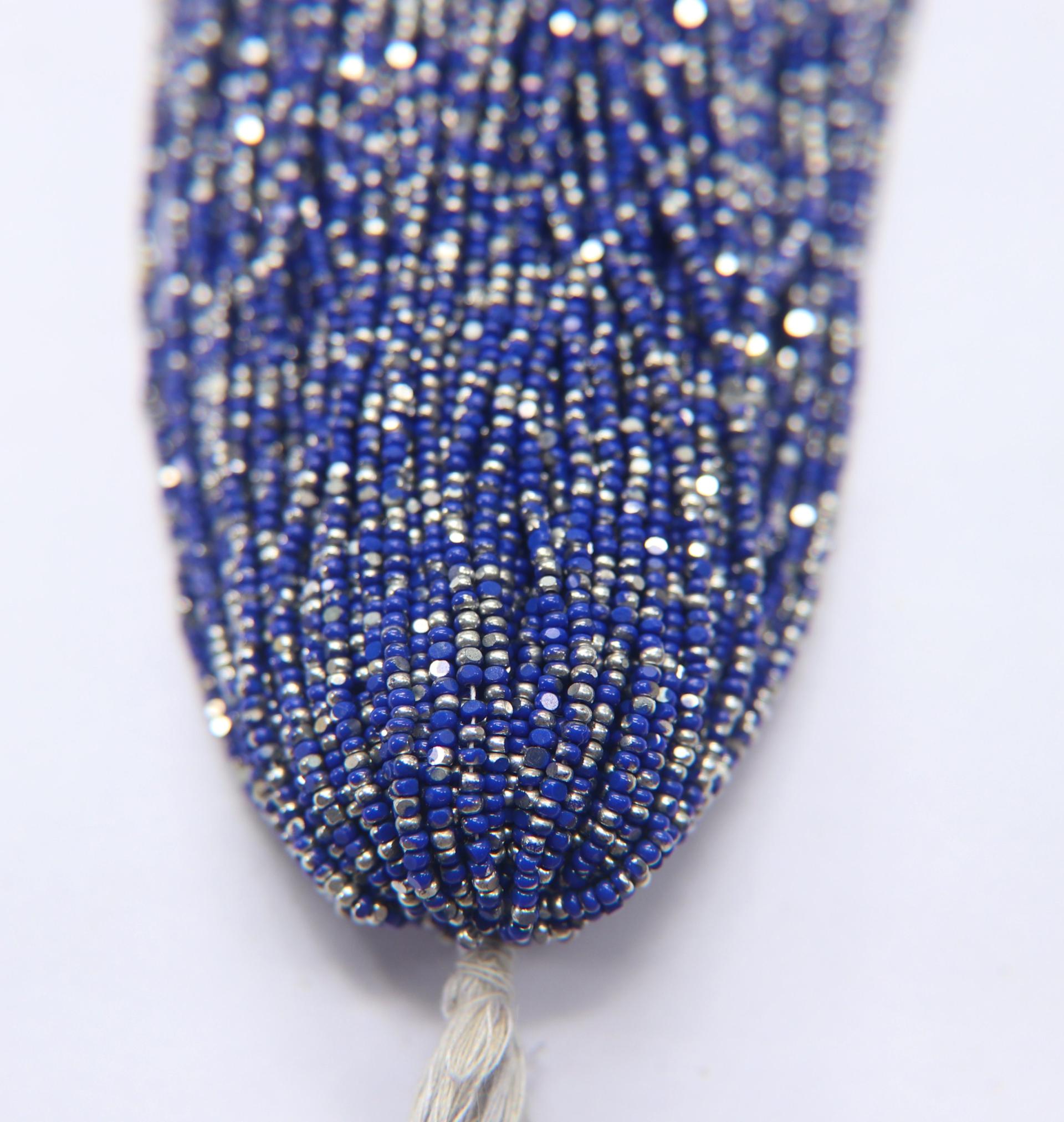 11/0 Hanks Charlotte Cut Beads Patina Opaque Medium Blue Silver 1/5/25/50/100 Hanks PREMIUM SEED BEADS, Native Supplies