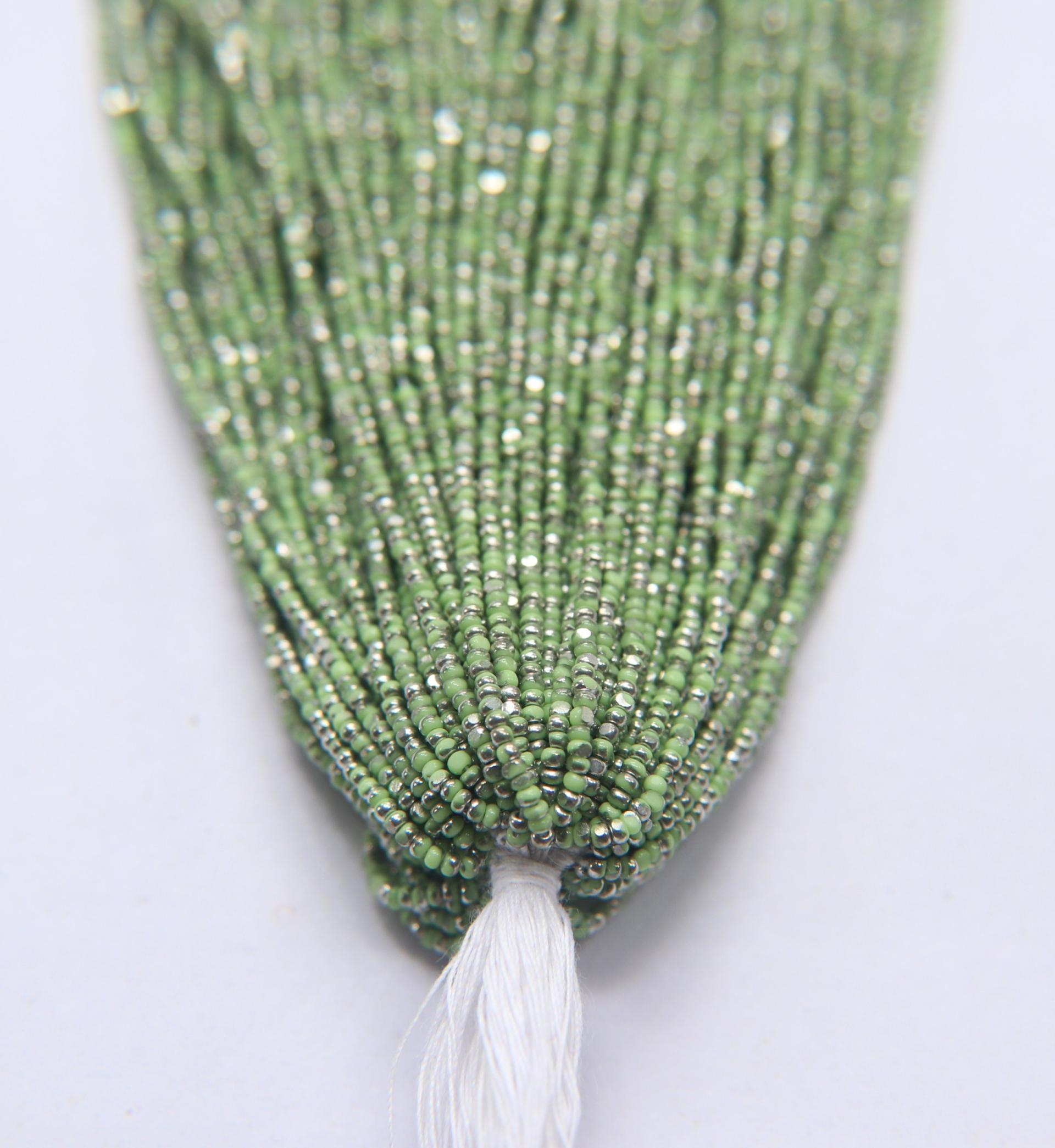 13/0 Hanks Charlotte Cut Beads Patina Opaque Light Green Silver 1/5/25/50/100 Hanks 1.6mm glass beads, jewelry supply, craft supply