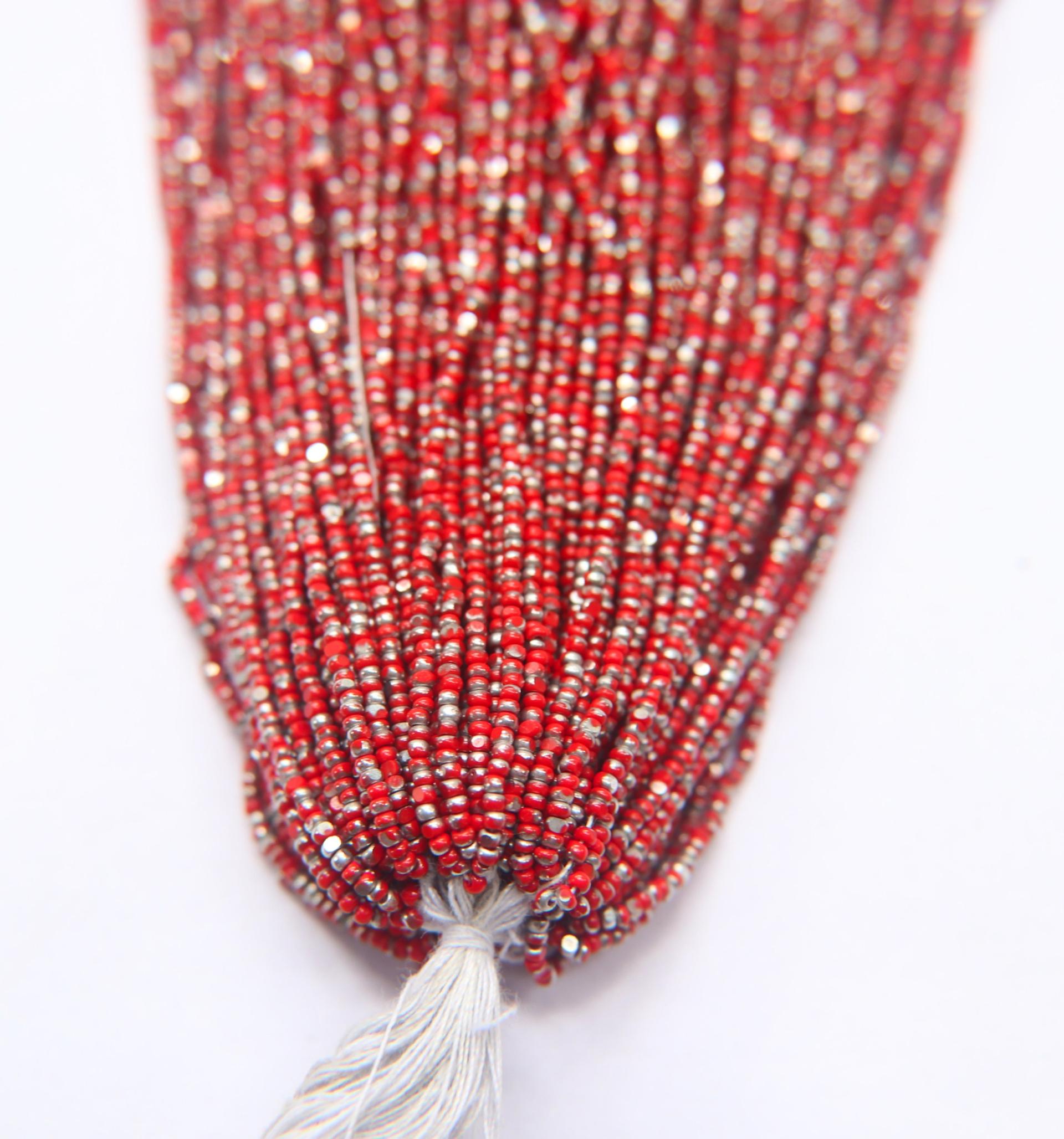13/0 Hanks Charlotte Cut Beads Patina Light Red Opaque Silver 1/5/25/50/100 Hanks 1.6mm glass beads, jewelry supply, craft supply
