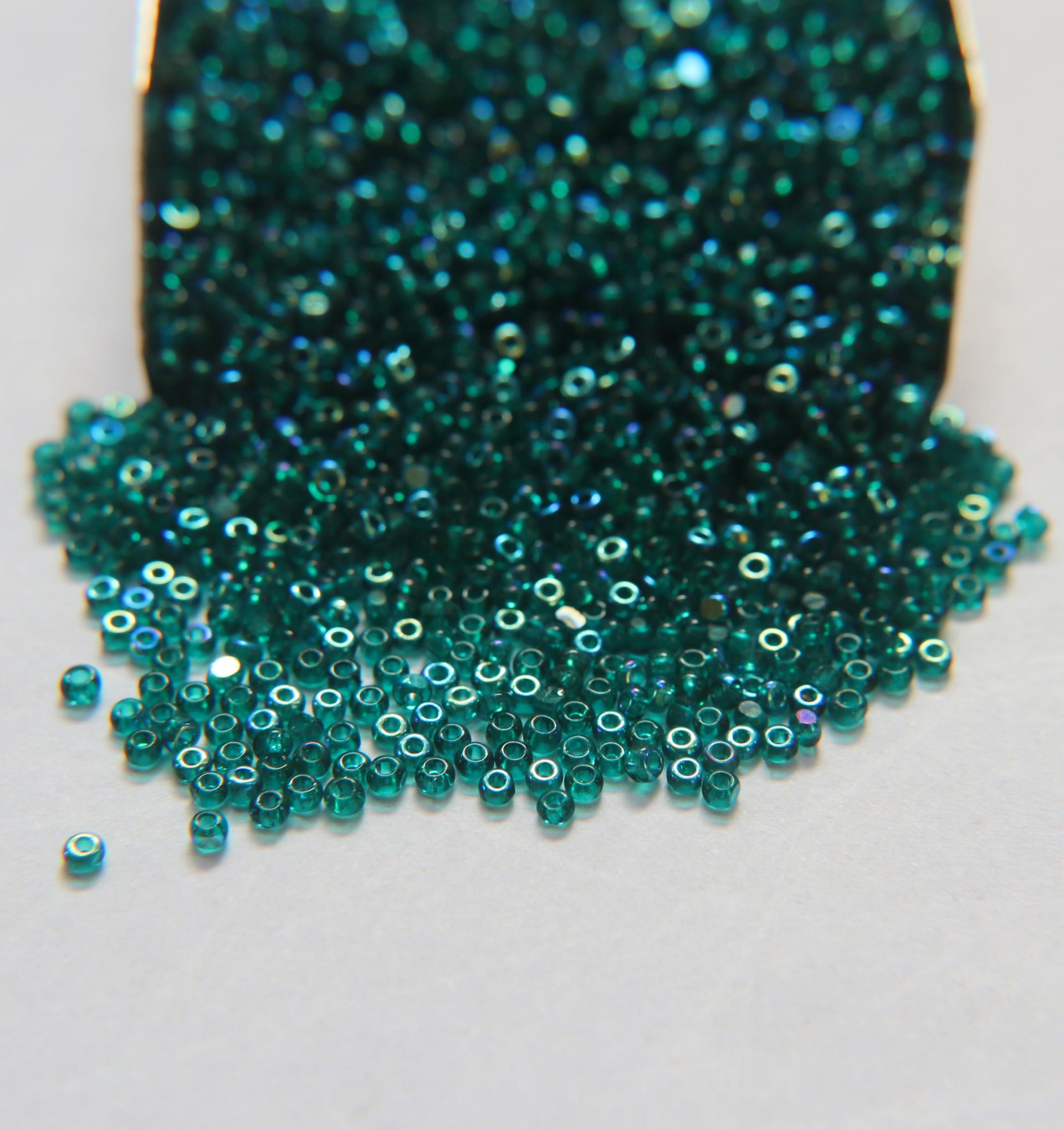 11/0 Charlotte Cut Beads Patina Transparent Teal Green Aurore Boreale 10/20/50/250/500 Grams PREMIUM MATERIALS