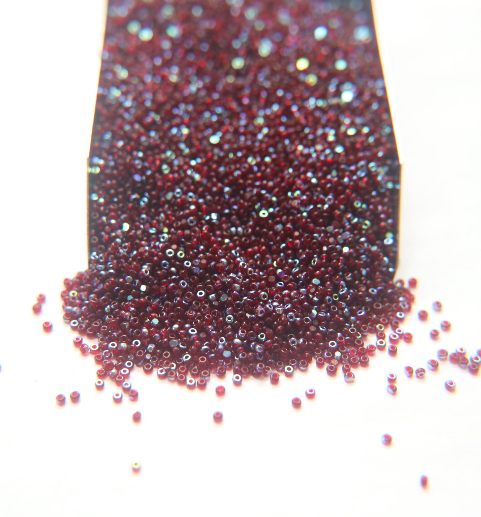 11/0 Charlotte Cut Beads Patina Transparent Garnet Aurore Boreale 10/20/50/250/500 Grams PREMIUM MATERIALS