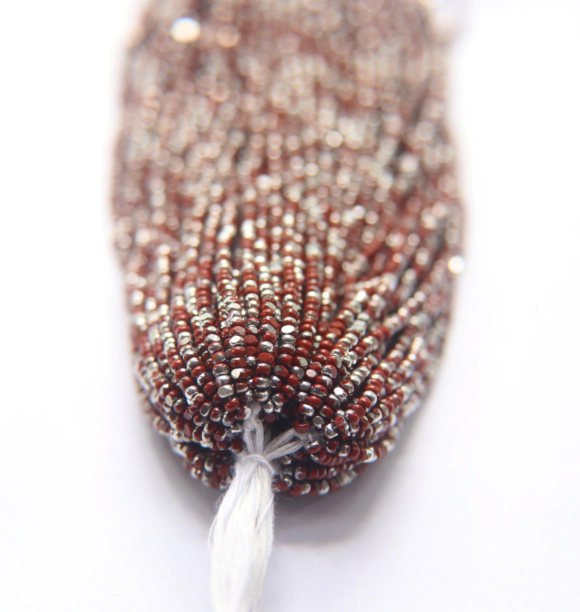 11/0 Hanks Charlotte Cut Beads Patina Patina Rust opaque Silver 1/5/25/50/100 Hanks PREMIUM SEED BEADS, Native Supplies