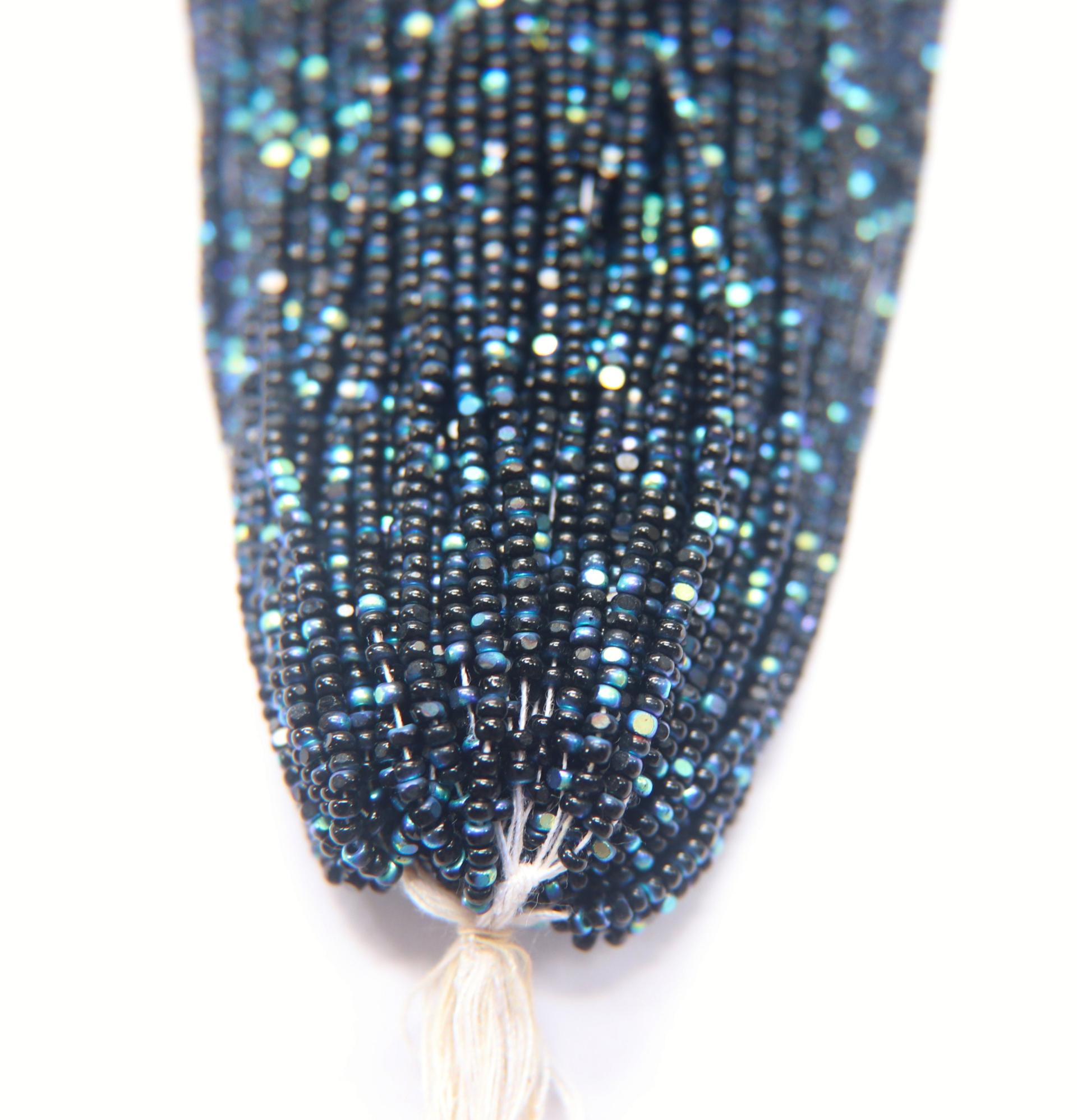 11/0 Hanks Charlotte Cut Beads Patina Jet Black Aurore Boreale 1/5/25/50/100 Hanks PREMIUM SEED BEADS, Native Supplies
