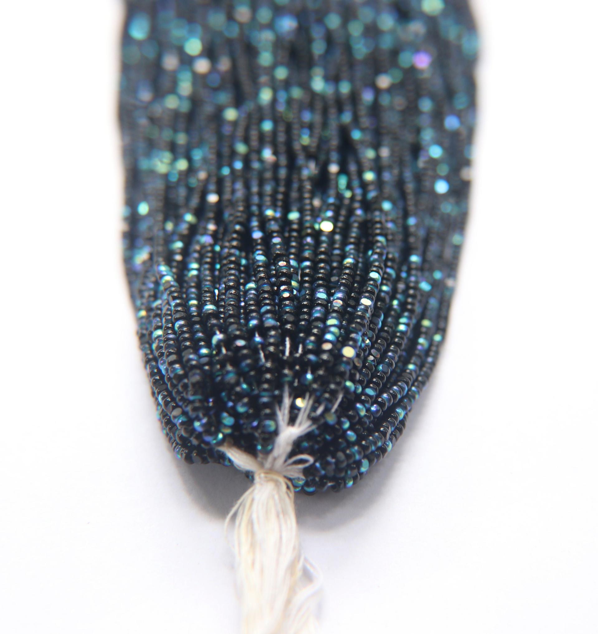 11/0 Hanks Charlotte Cut Beads Patina Jet Black Aurore Boreale 1/5/25/50/100 Hanks PREMIUM SEED BEADS, Native Supplies