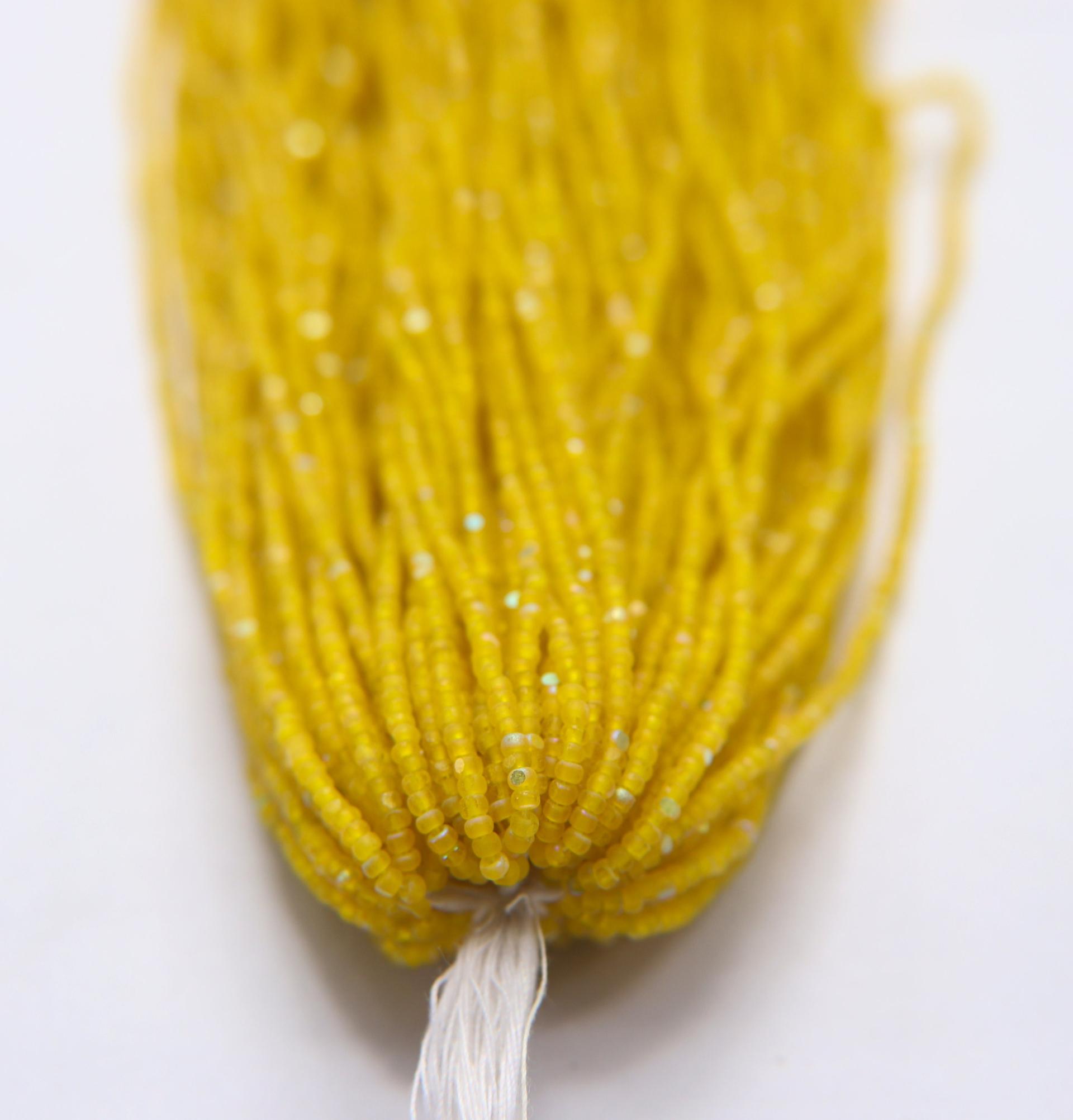 11/0 Hanks Charlotte Cut Beads Patina Matt Yellow Aurore Boreale 1/5/25/50/100 Hanks PREMIUM SEED BEADS, Native Supplies