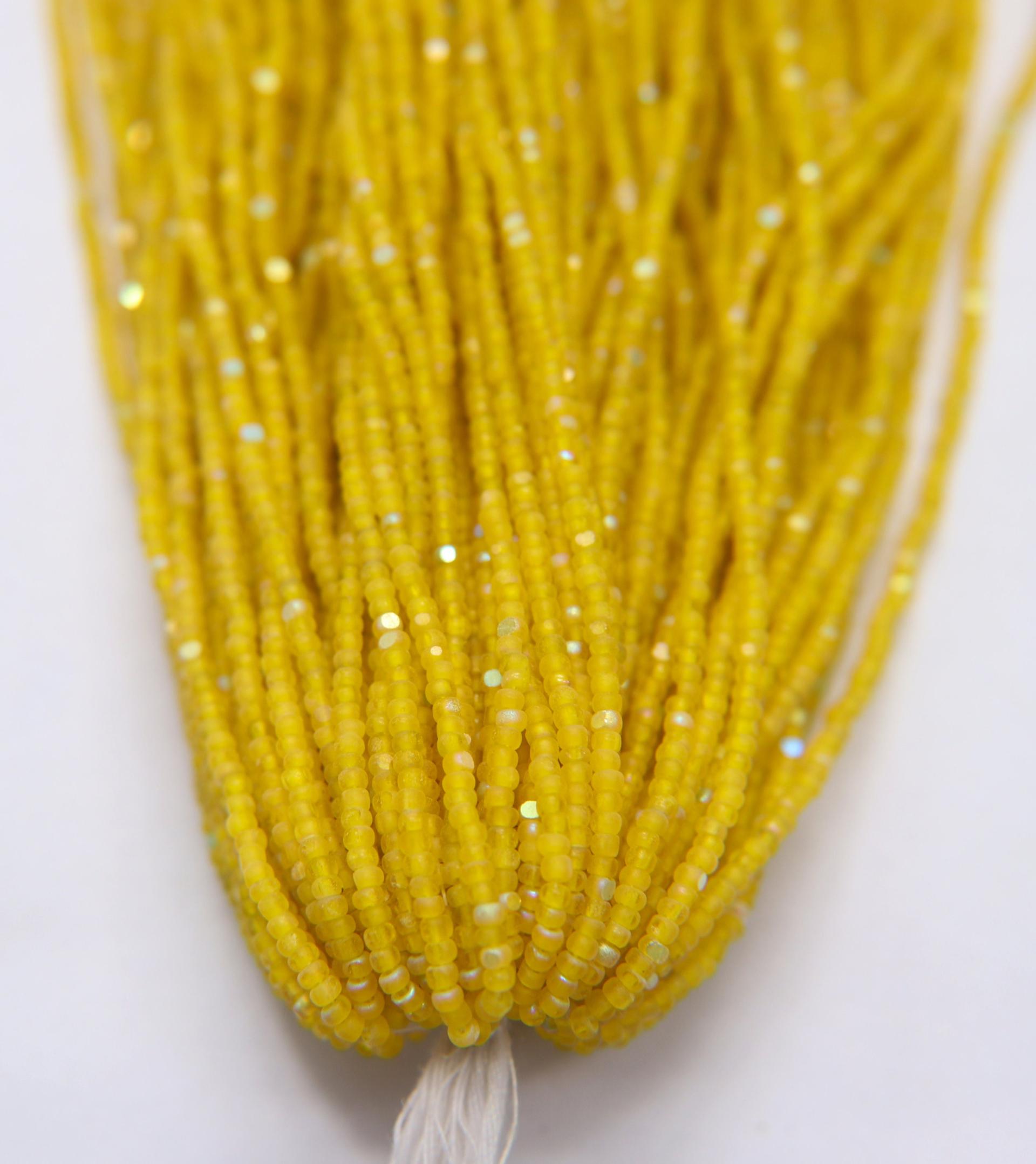 11/0 Hanks Charlotte Cut Beads Patina Matt Yellow Aurore Boreale 1/5/25/50/100 Hanks PREMIUM SEED BEADS, Native Supplies