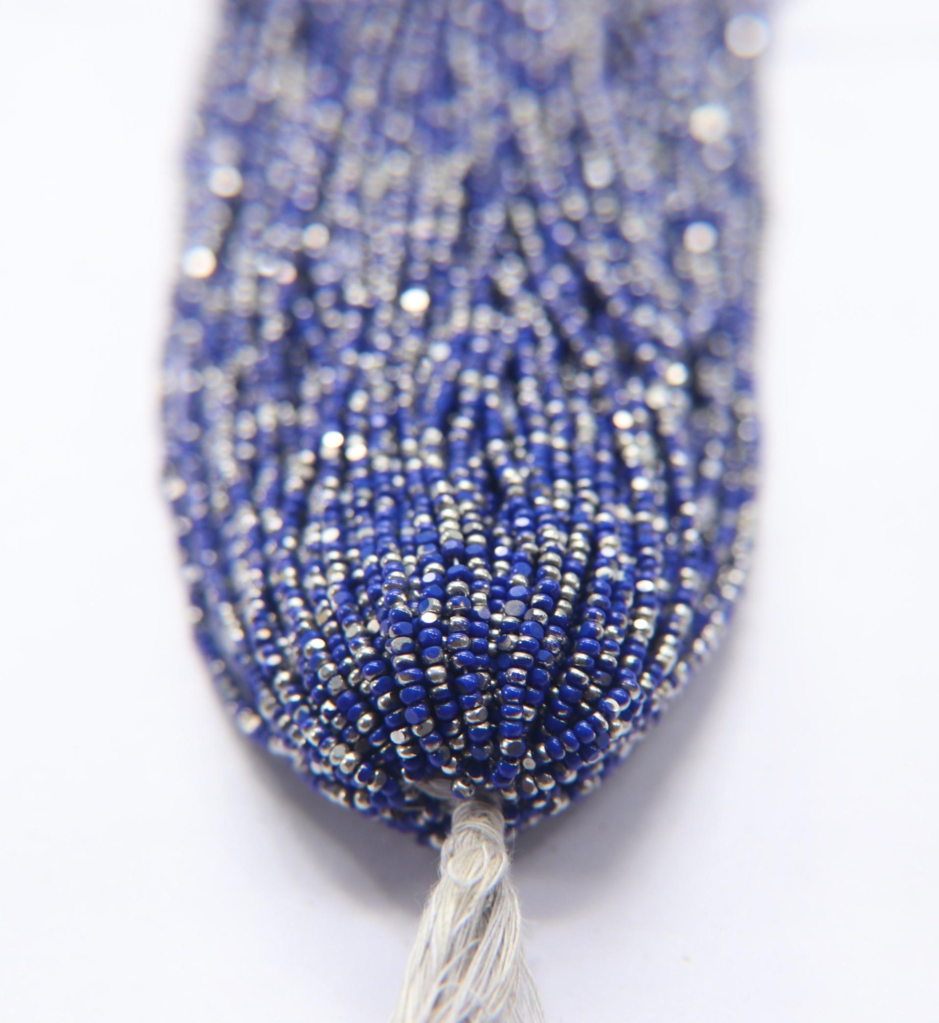 11/0 Hanks Charlotte Cut Beads Patina Opaque Medium Blue Silver 1/5/25/50/100 Hanks PREMIUM SEED BEADS, Native Supplies