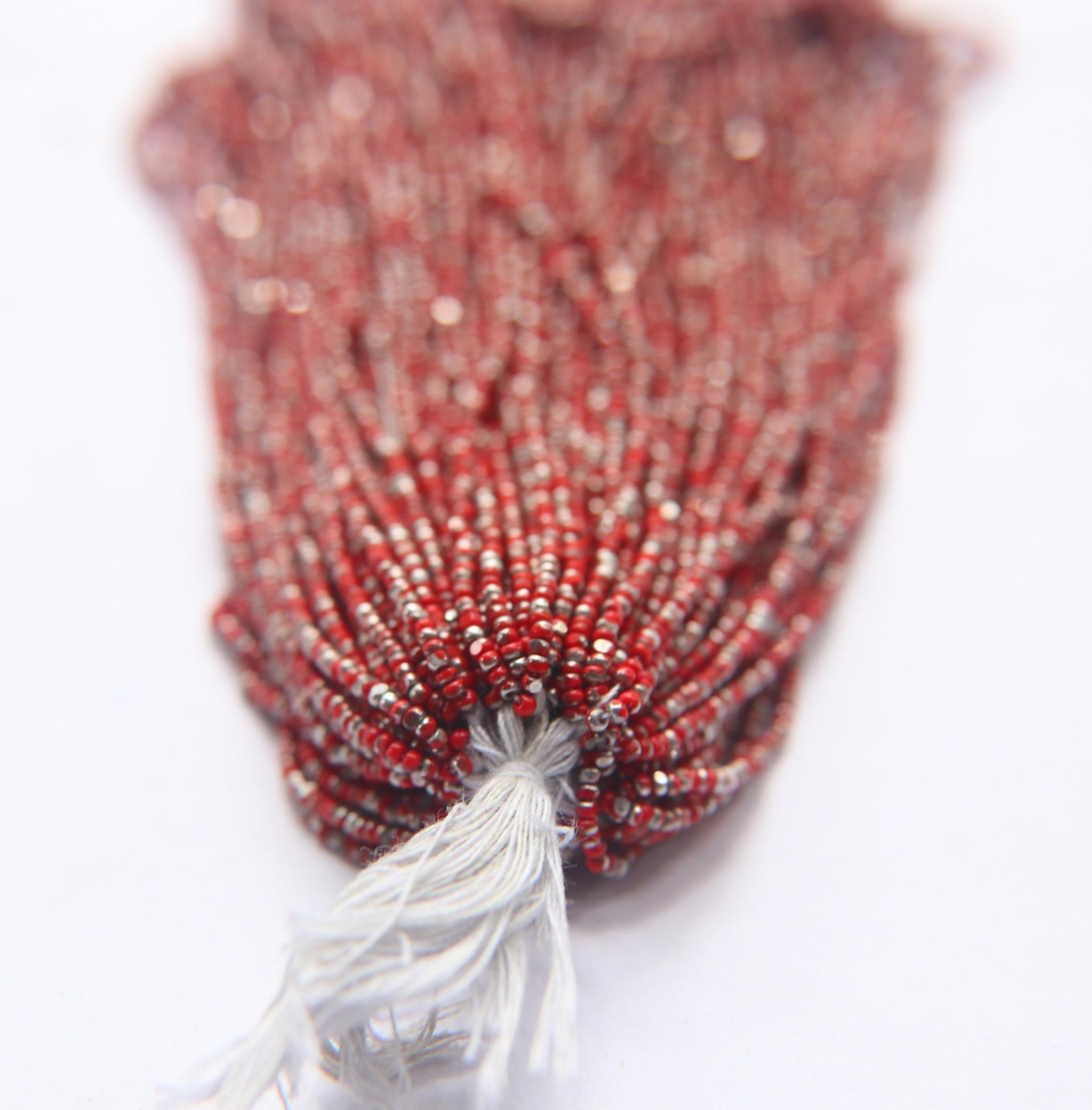 13/0 Hanks Charlotte Cut Beads Patina Light Red Opaque Silver 1/5/25/50/100 Hanks 1.6mm glass beads, jewelry supply, craft supply
