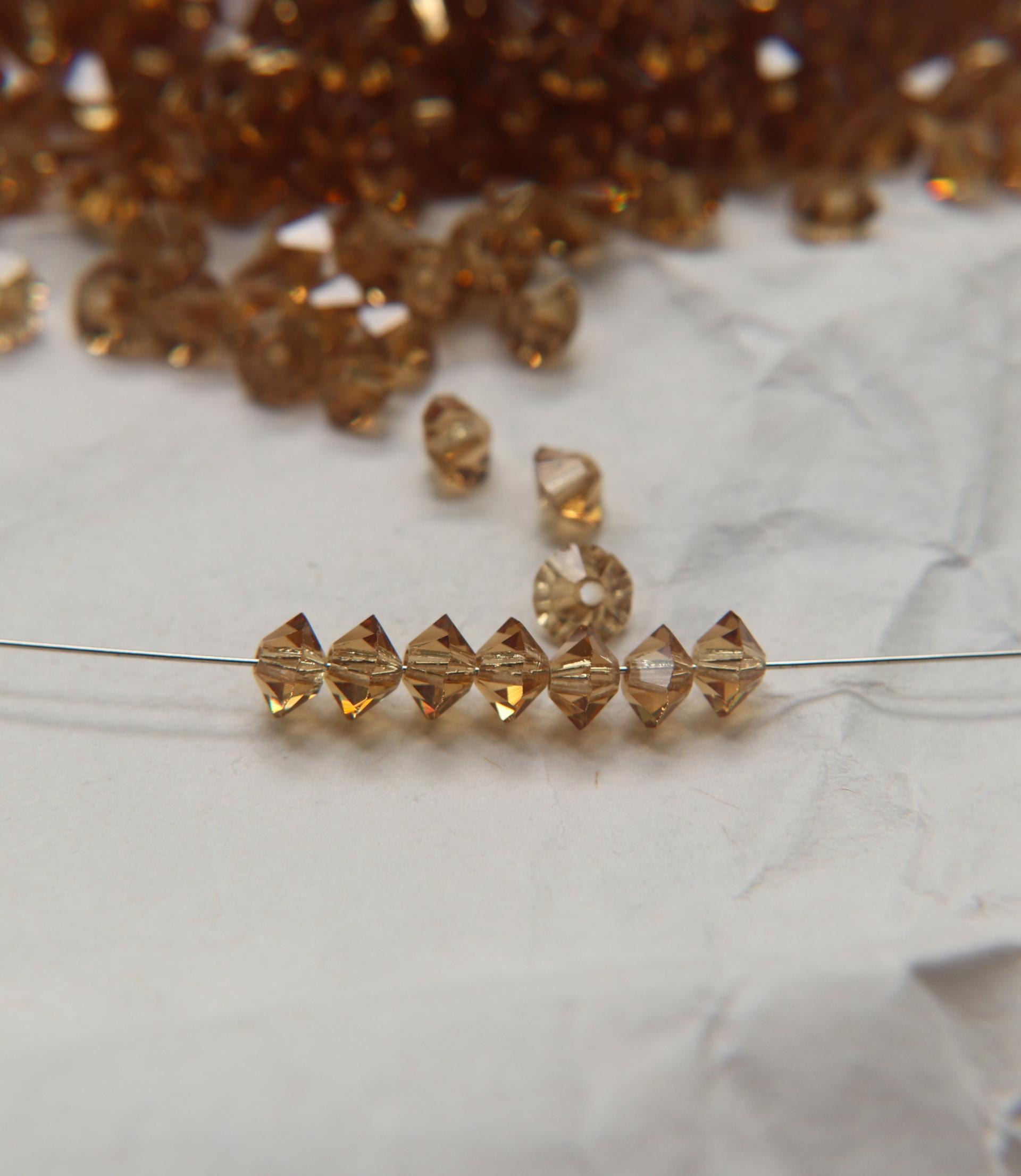 4x6mm Jet Preciosa Flat Bicone Spacer Beads Light Colorado Topaz 20 Gross (2880 Pieces) jewelry making, VINTAGE, wedding decorations