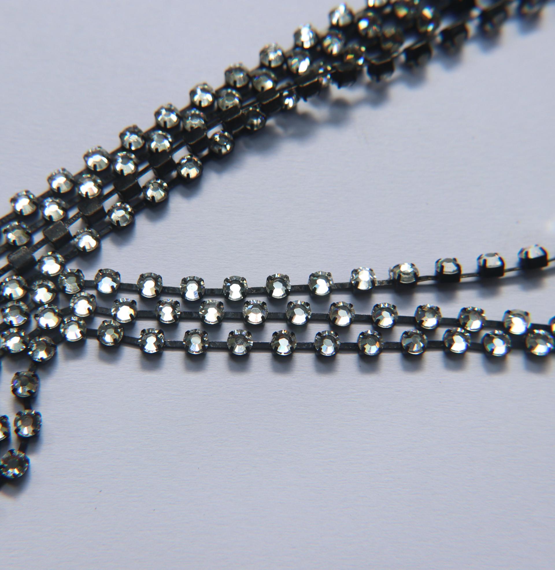 16ss Swarovski 2088 Chain Flat Back Crystal 4mm 0.5/1/2/5 Meters Vintage Black Settings Wedding Supplies|Jewelry Making