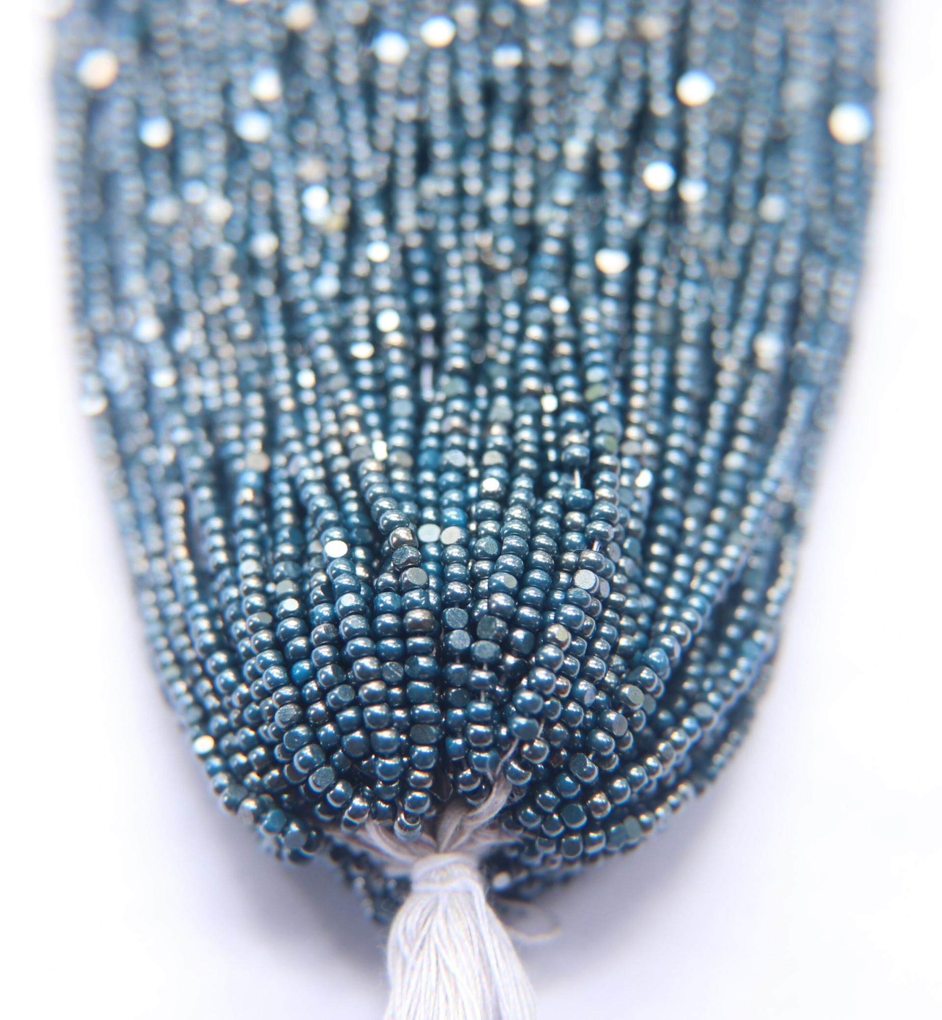 11/0 Hanks Charlotte Cut Beads Ionized Opaque Slate Blue 1/5/25/50/100 Hanks PREMIUM SEED BEADS, Native Supplies