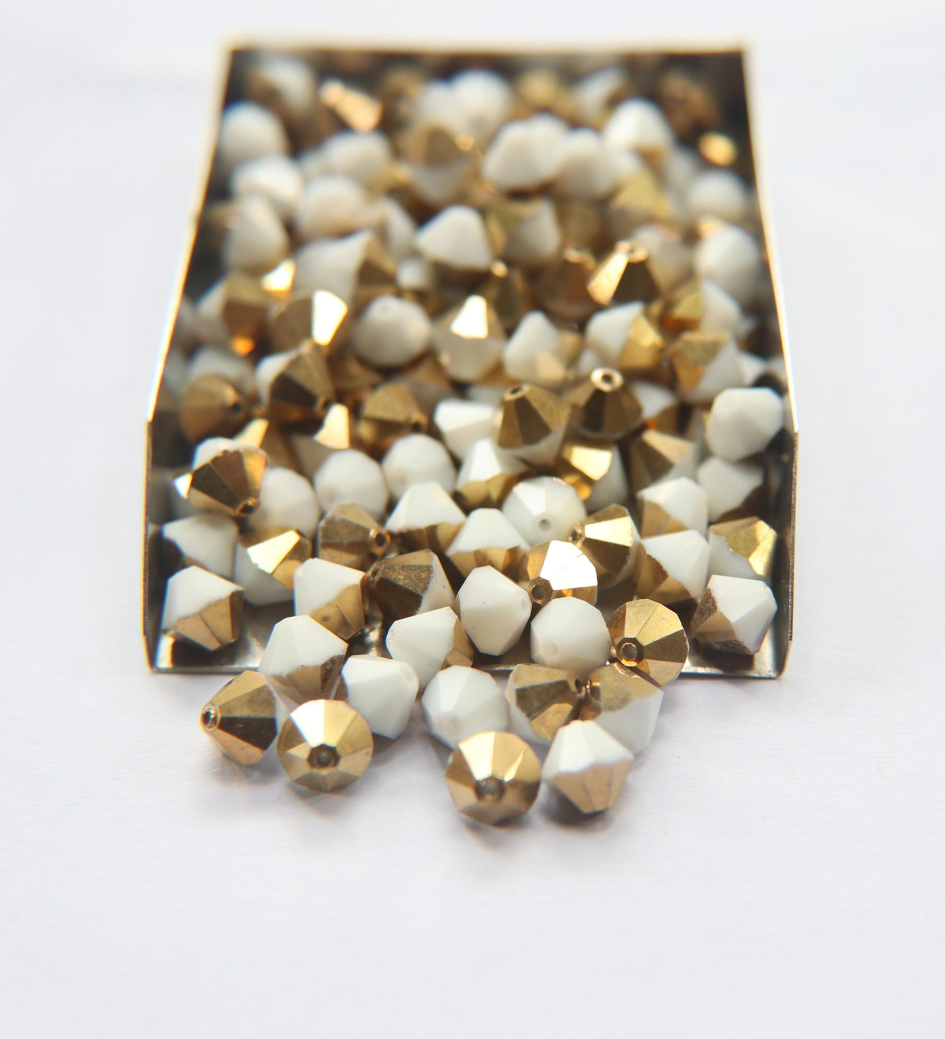 5/6/8 MM Vintage Chalk White Aurum Swarovski Bicone Beads 12/24/36/72/144/432 Pieces Jewelry making
