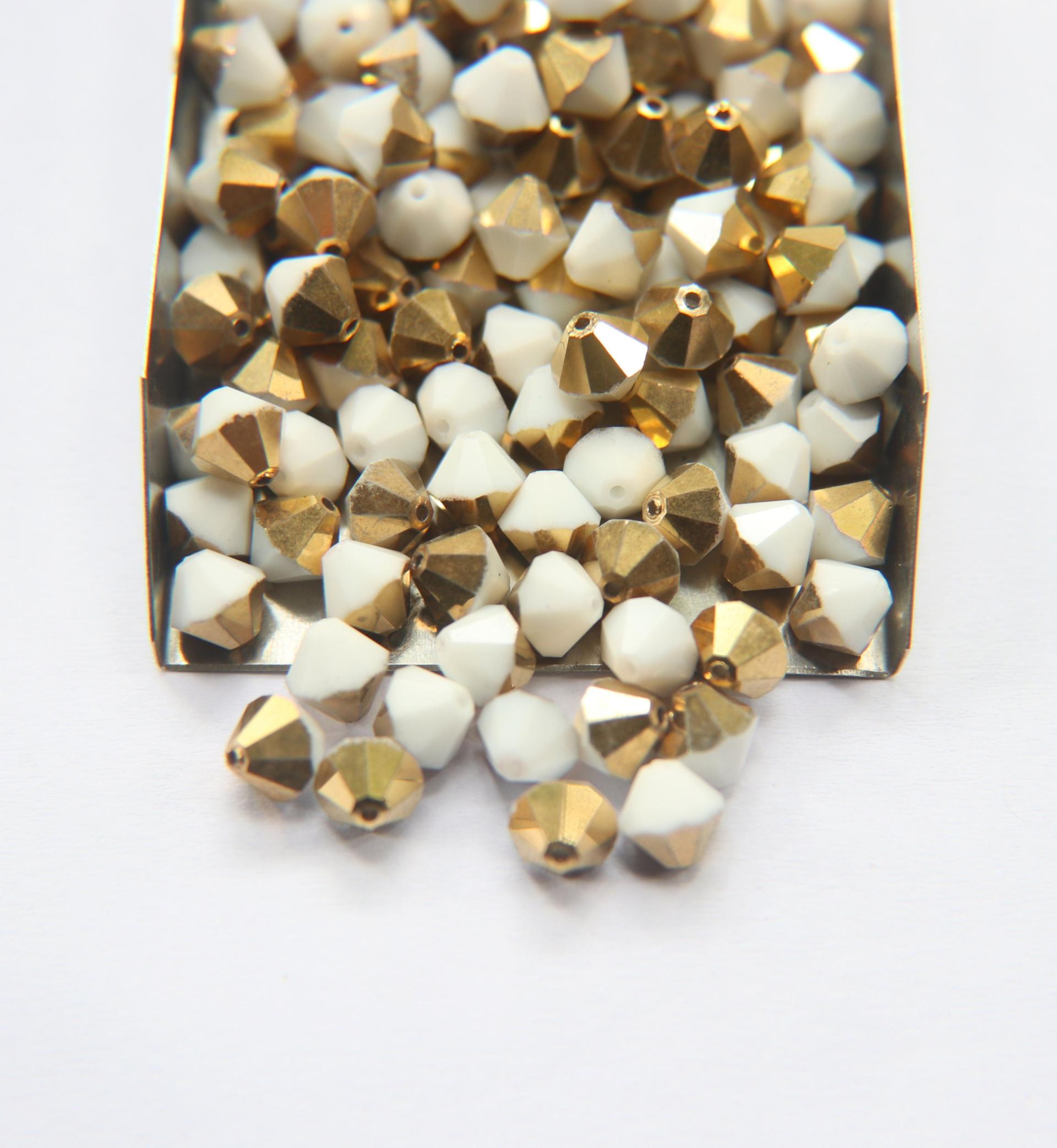 5/6/8 MM Vintage Chalk White Aurum Swarovski Bicone Beads 12/24/36/72/144/432 Pieces Jewelry making