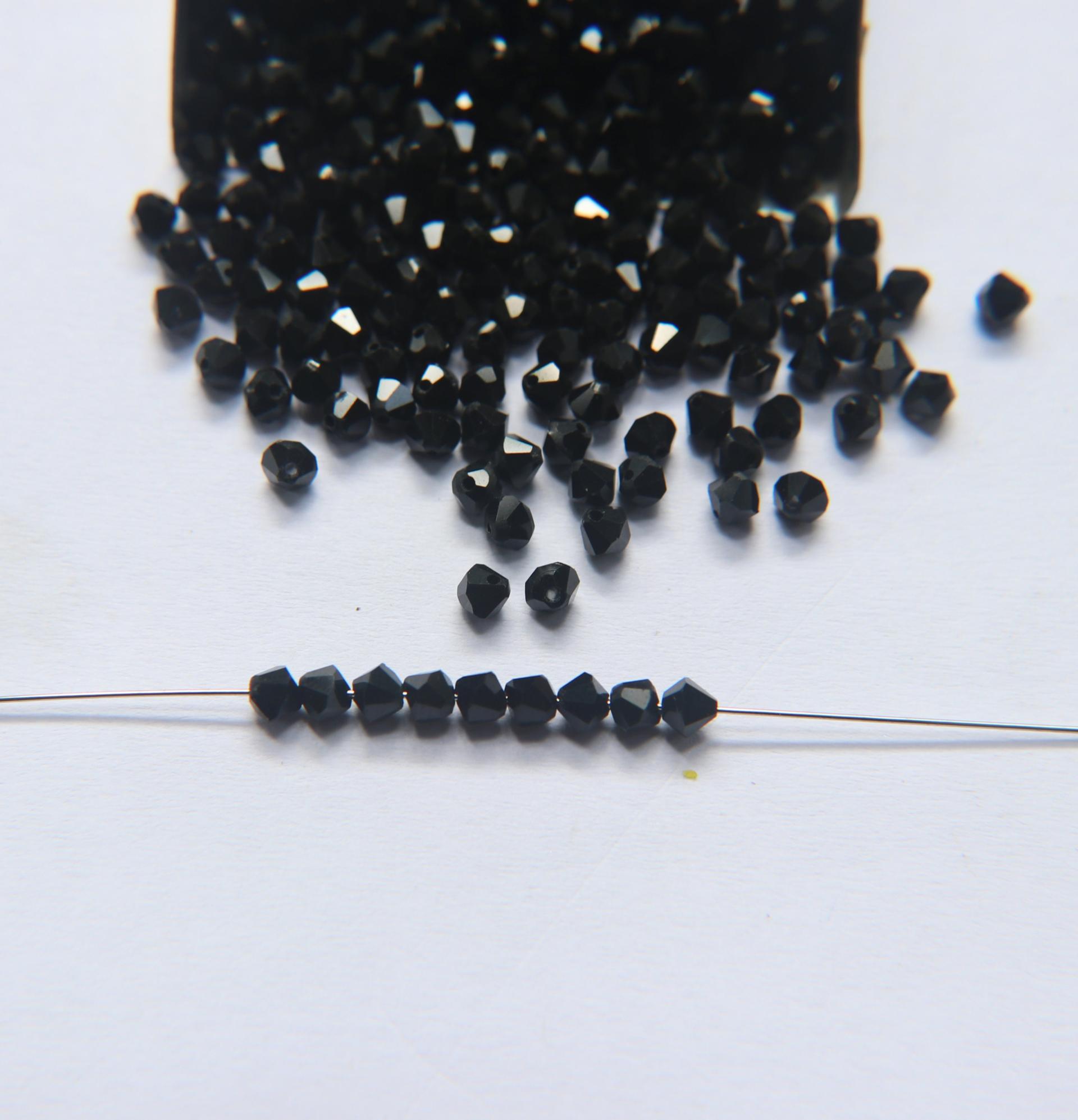 4mm Side hole Jet Black Swarovski Bicone 12/36/72/144/432/720 Pieces (280) Jewelry making beads, embroidery materials, crystal black