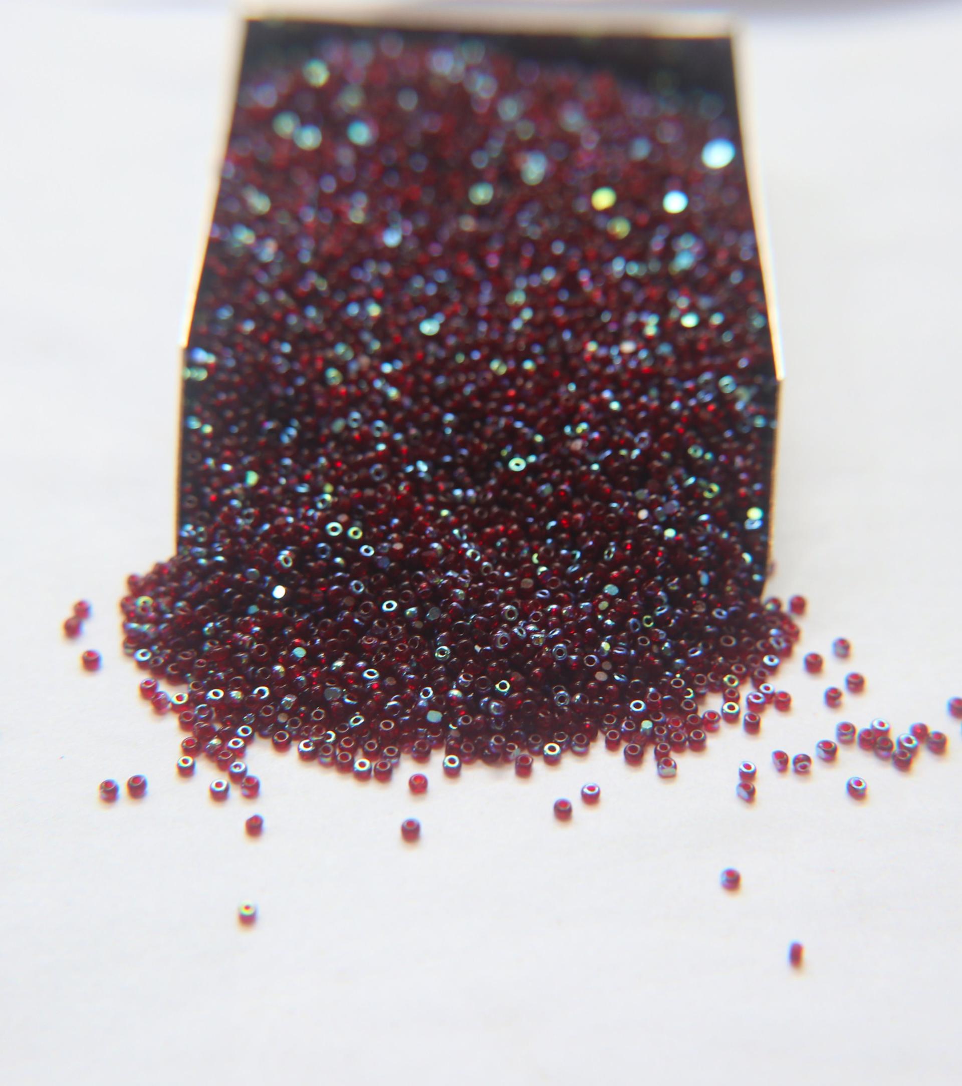 13/0 Charlotte Cut Beads Patina Transparent Garnet Aurore Boreale 5/10/20/50/250/500 Grams PREMIUM MATERIALS
