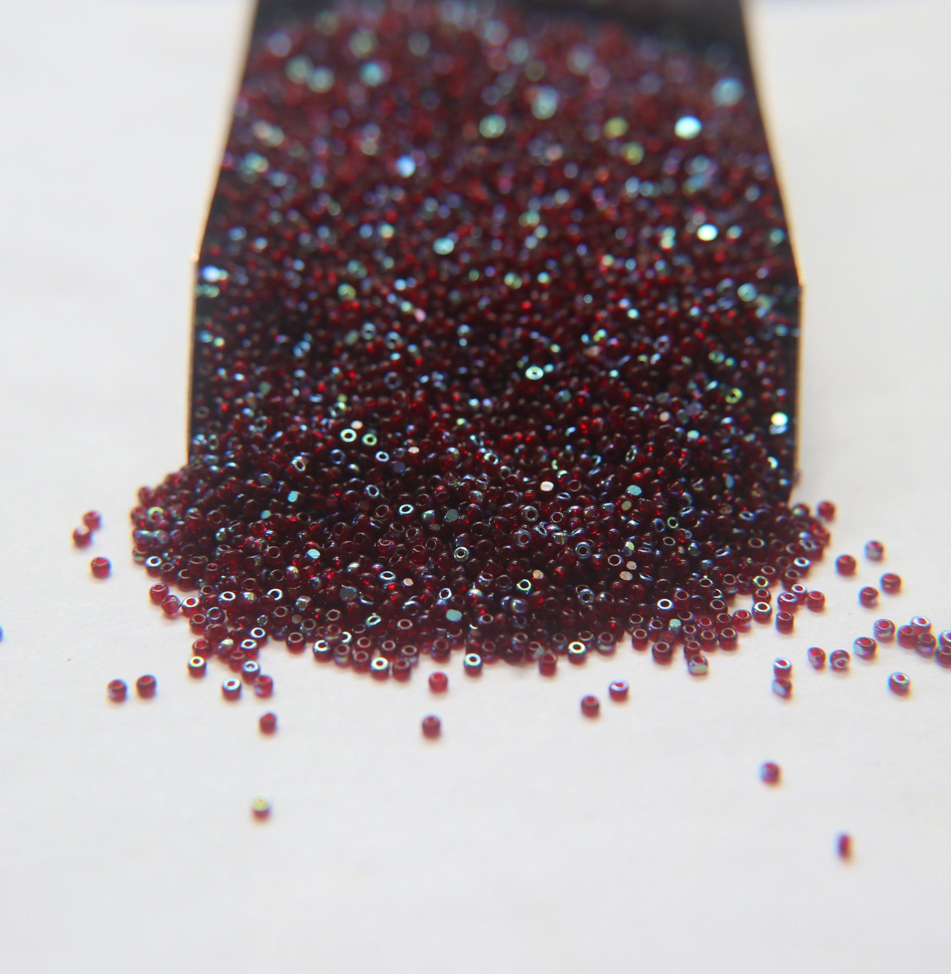 13/0 Charlotte Cut Beads Patina Transparent Garnet Aurore Boreale 5/10/20/50/250/500 Grams PREMIUM MATERIALS