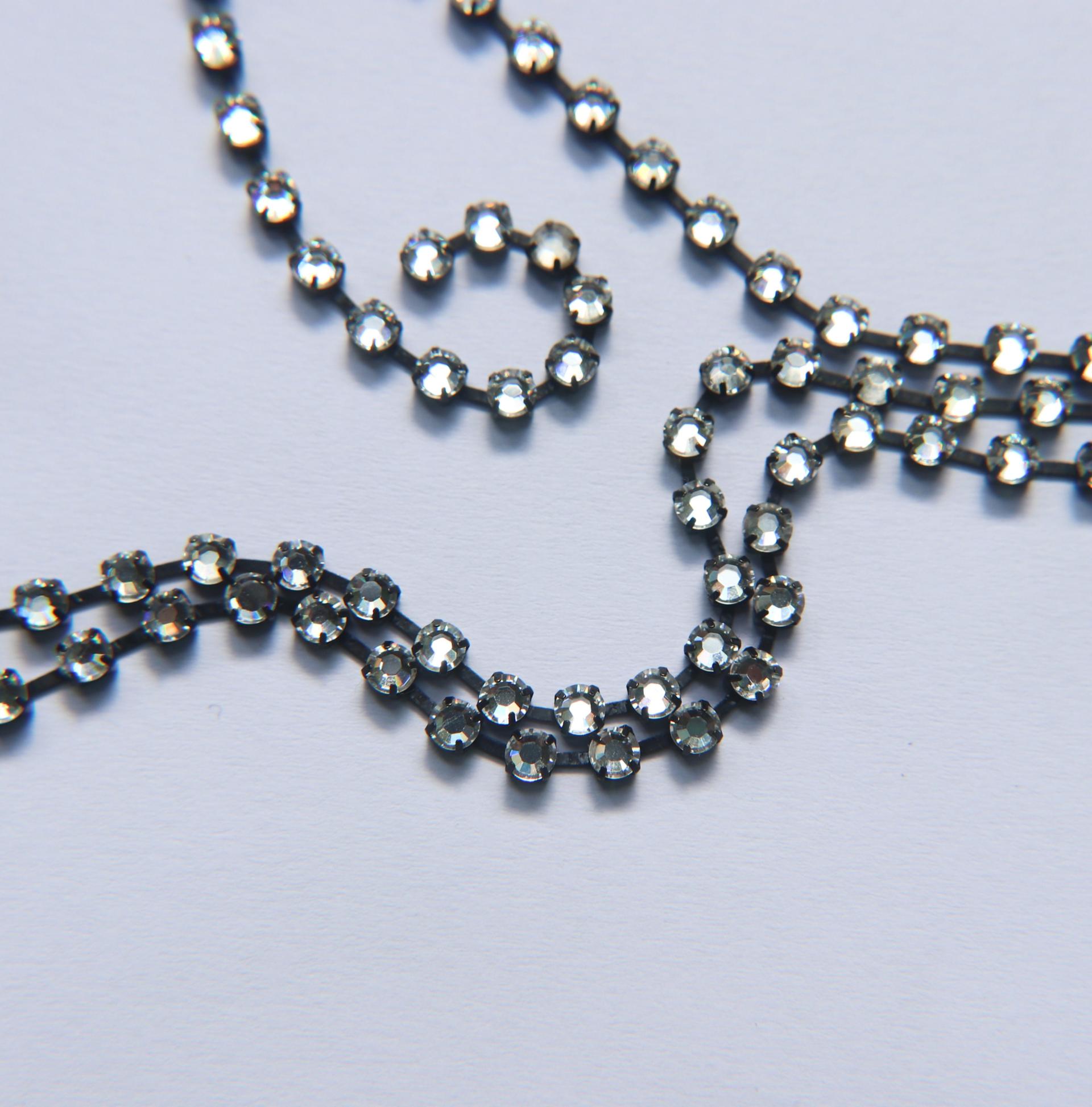 16ss Swarovski 2088 Chain Flat Back Crystal 4mm 0.5/1/2/5 Meters Vintage Black Settings Wedding Supplies|Jewelry Making