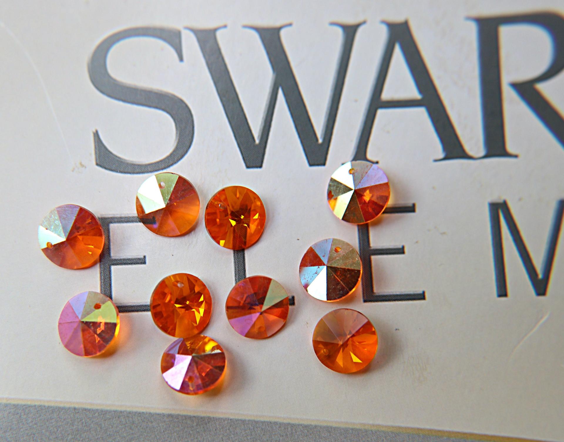 10mm SWAROVSKI 6428 Rivoli Crystal Pendant Beads in (8 Colors) 2/4/24/72/144 Pieces