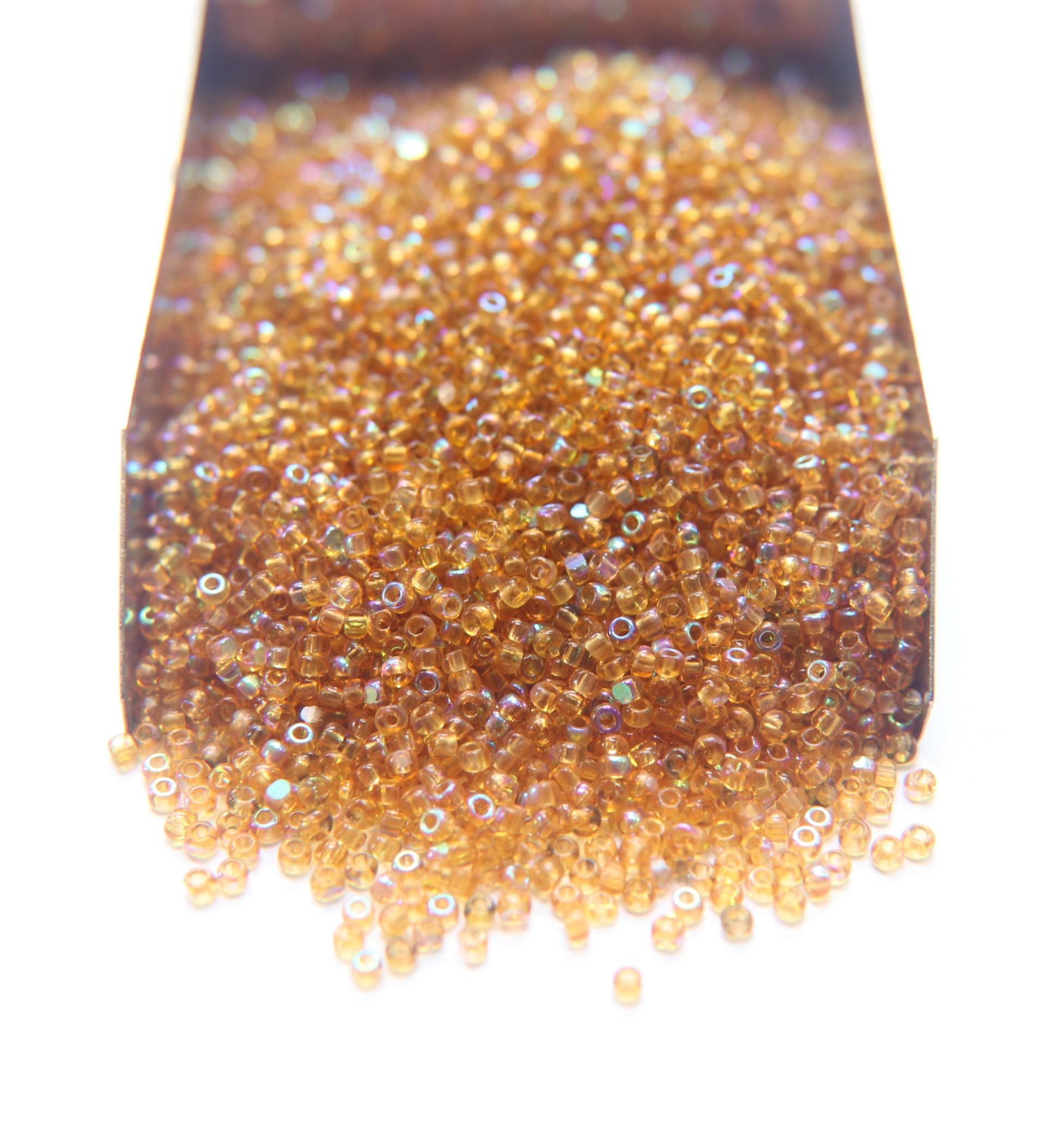 11/0 Charlotte Cut Beads Patina Light Topaz Transparent Aurore Boreale 10/20/50/250/500 Grams PREMIUM MATERIALS