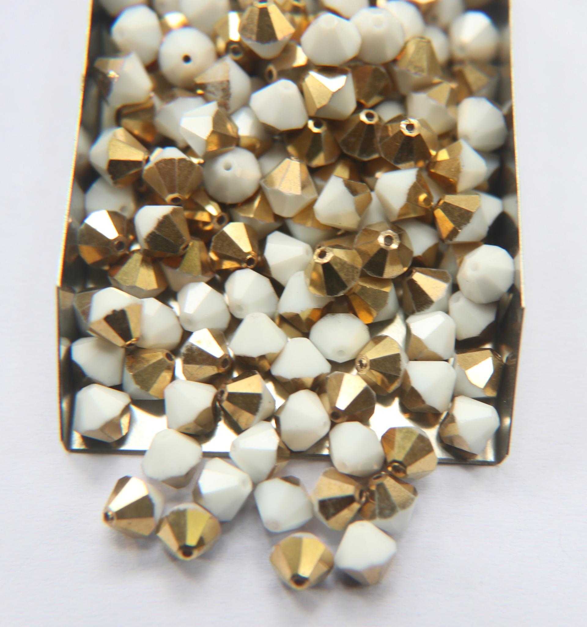 5/6/8 MM Vintage Chalk White Aurum Swarovski Bicone Beads 12/24/36/72/144/432 Pieces Jewelry making