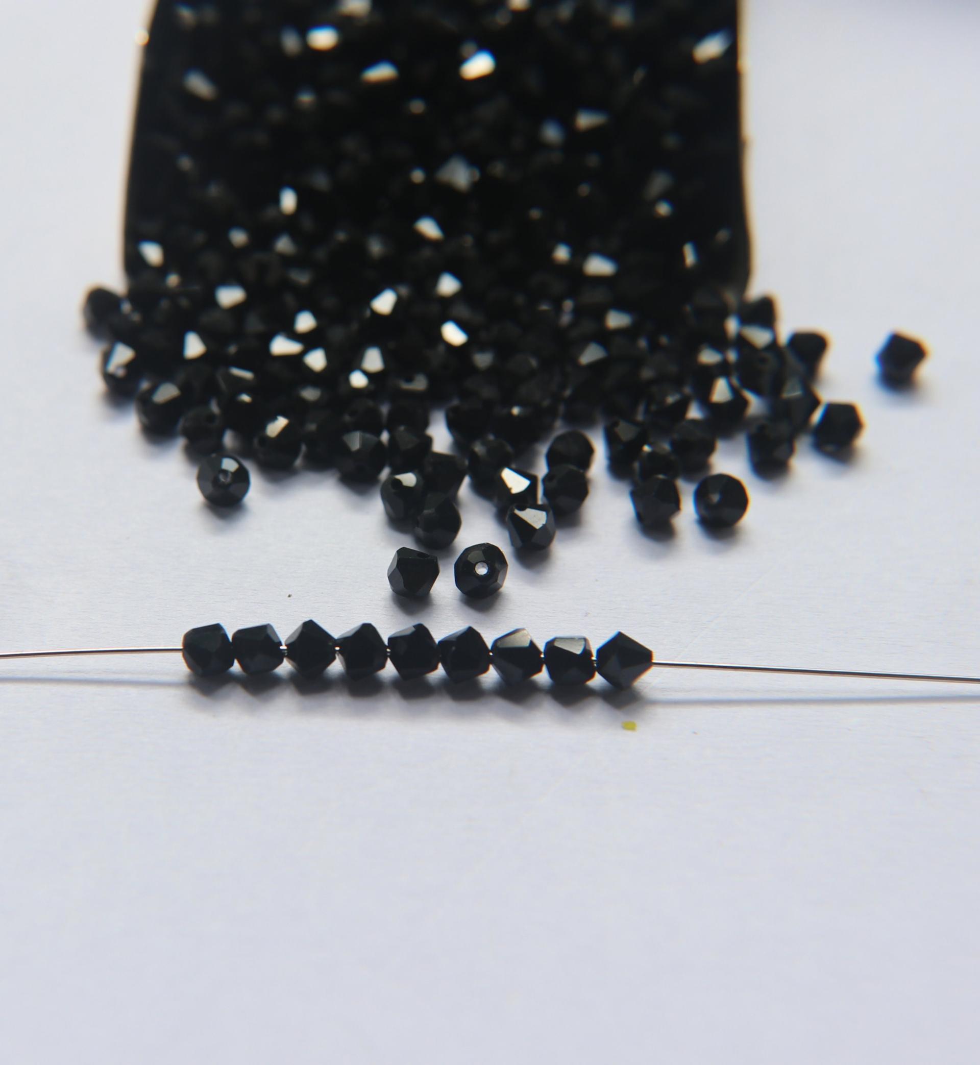 4mm Side hole Jet Black Swarovski Bicone 12/36/72/144/432/720 Pieces (280) Jewelry making beads, embroidery materials, crystal black