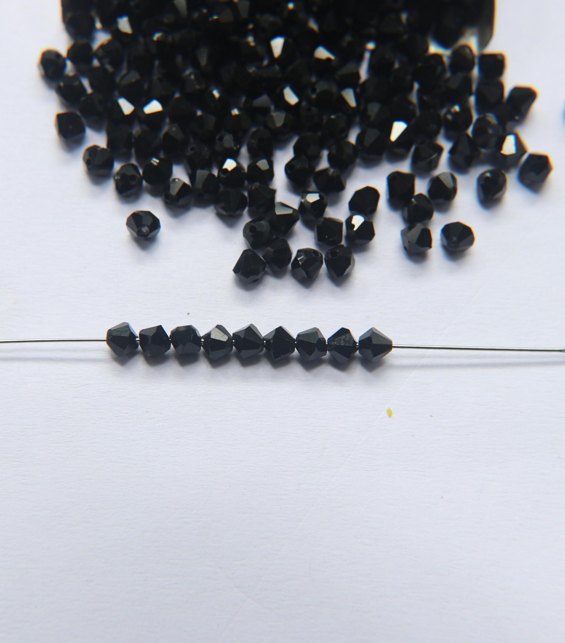 4mm Side hole Jet Black Swarovski Bicone 12/36/72/144/432/720 Pieces (280) Jewelry making beads, embroidery materials, crystal black