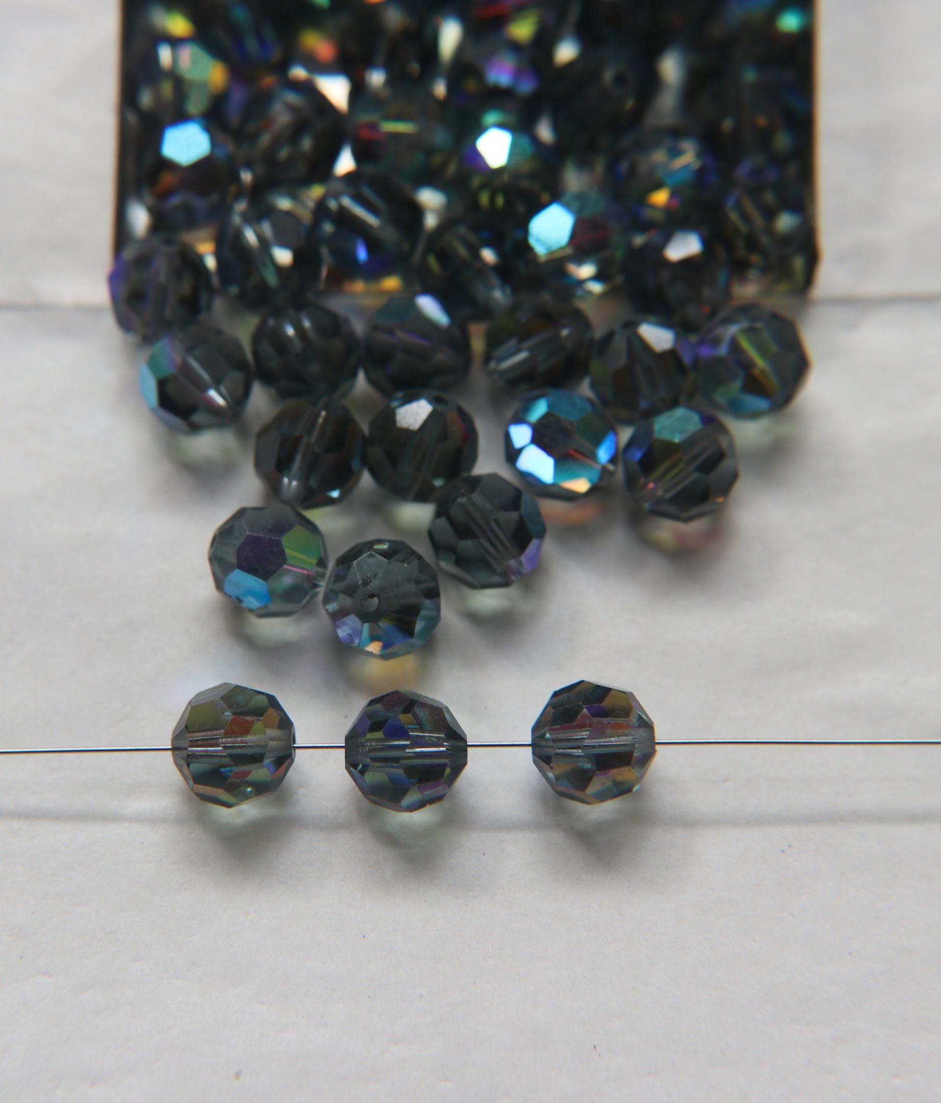 8MM Swarovski Indian Sapphire AB 5000 Faceted Round Beads 2/6/12/36 Pieces jewelry making beads, VINTAGE FINDINGS