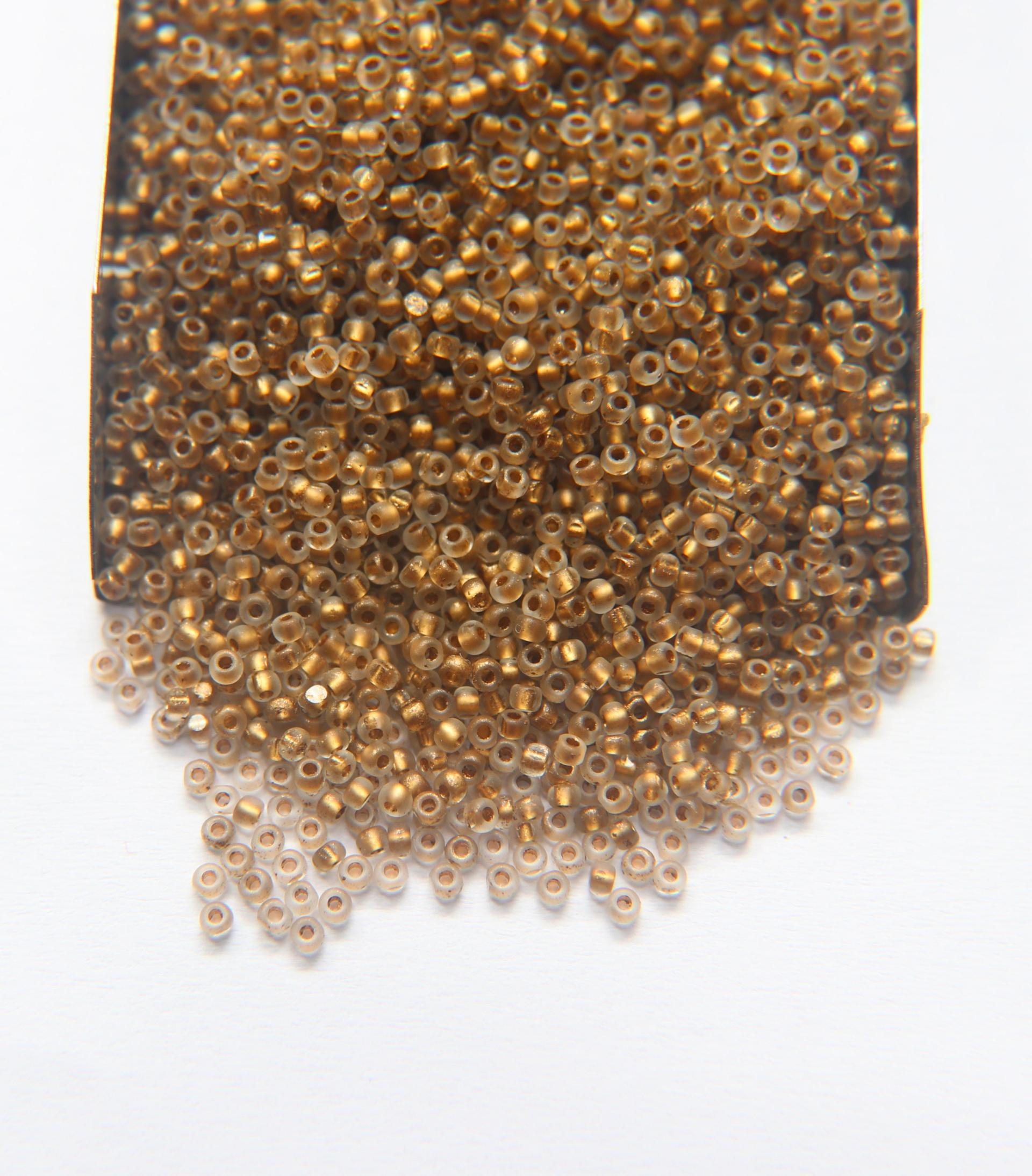 11/0 Charlotte Cut Beads Crystal Matt Bronze Lined 10/20/50/250/500 Grams embroidery materials, jewelry making, native vintage beads