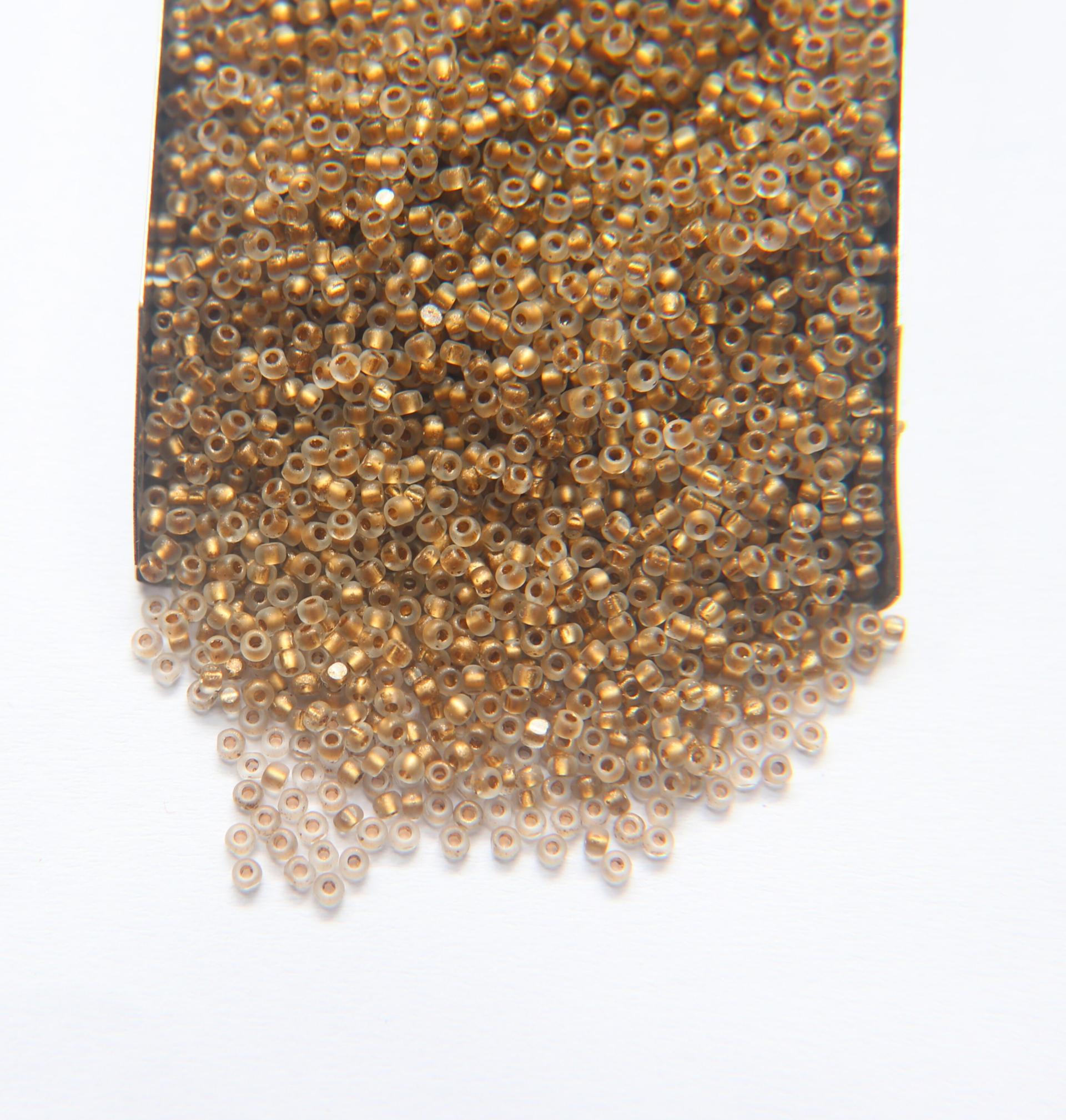13/0 Charlotte Cut Beads Matt Crystal Bronze Lined 5/10/20/50/250/500 Grams embroidery materials, jewelry making, Native vintage beads