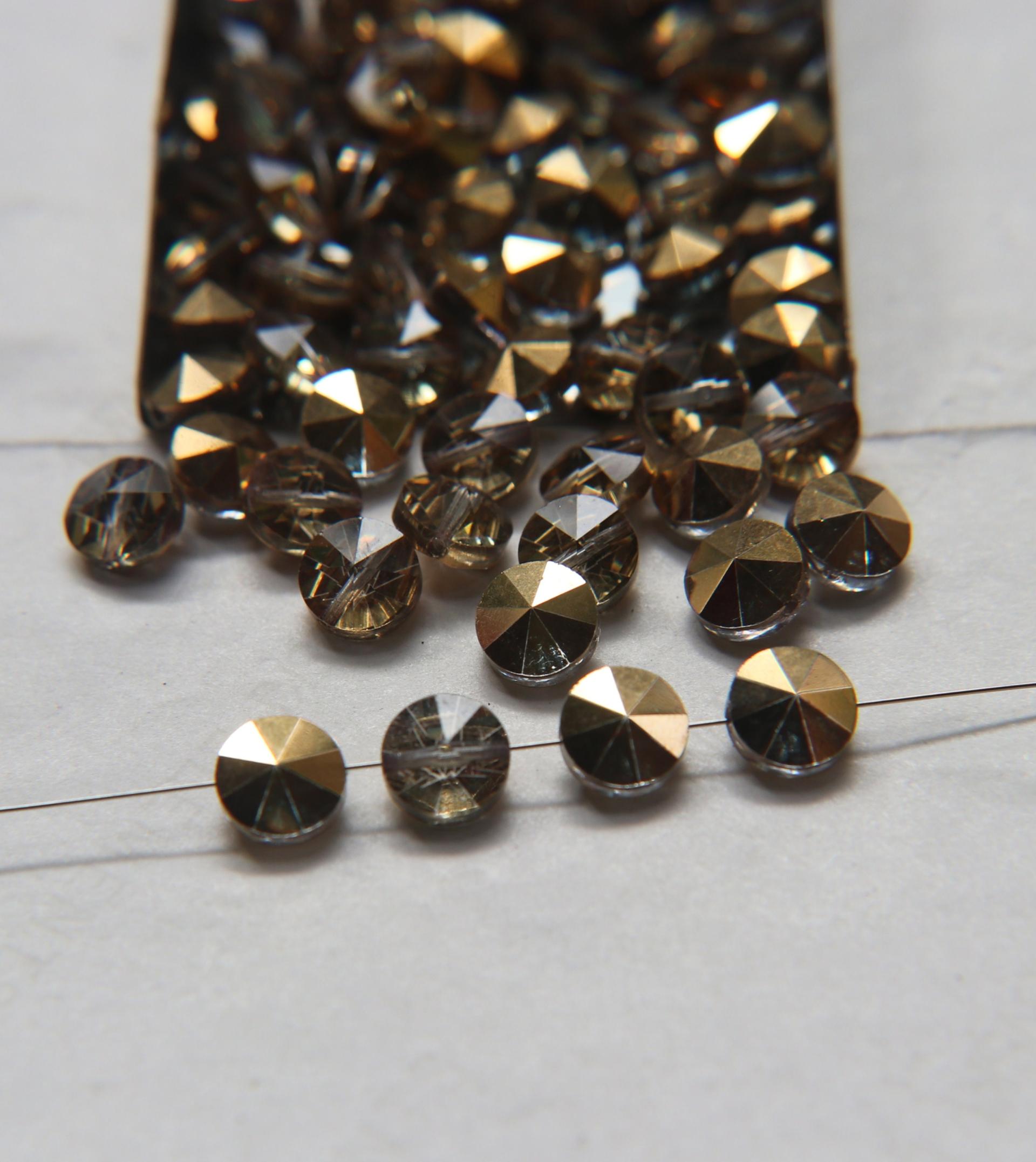 8mm SWAROVSKI 5102 Rivoli Crystal Beads in Light Topaz Dorado 2/4/24/72/144 Pieces PREMIUM Materials