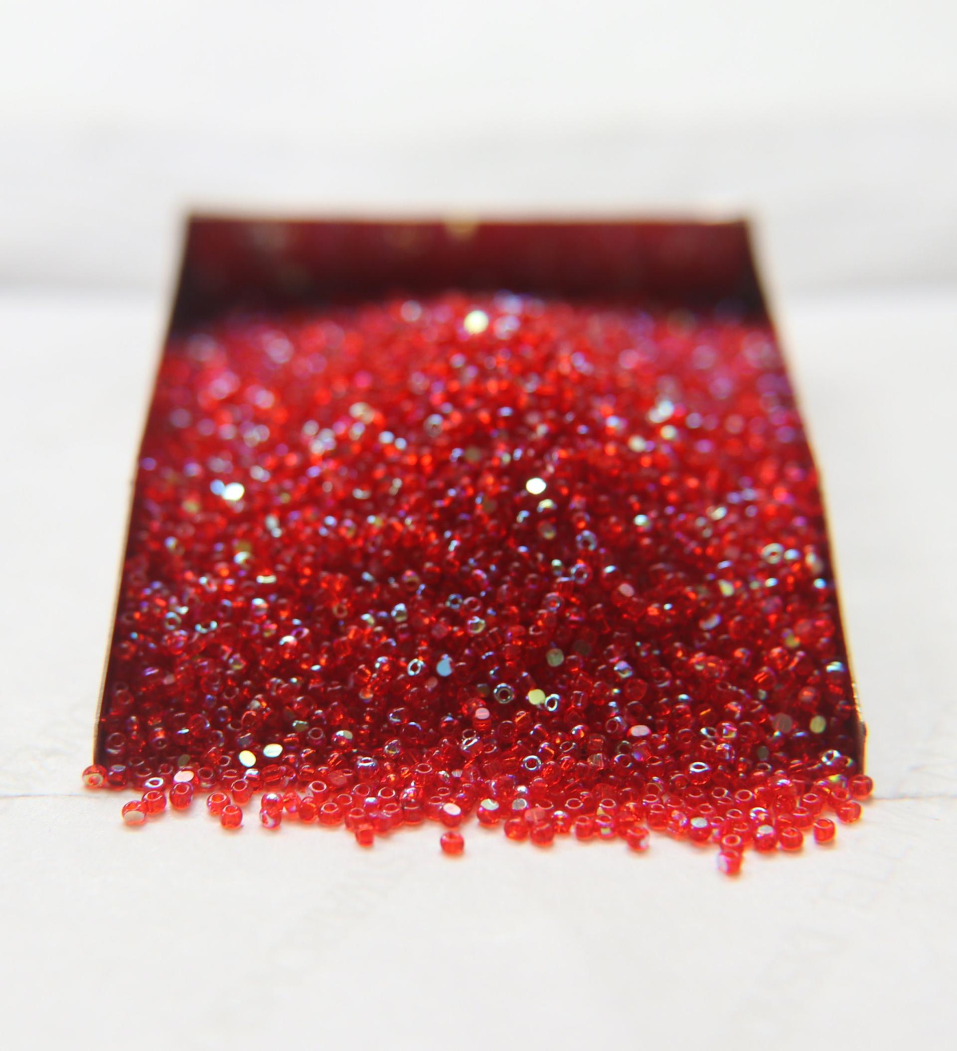 13/0 Charlotte Cut Beads Patina Light Red Transparent Aurore Boreale 5/10/20/50/250/500 Grams craft supplies, jewelry making
