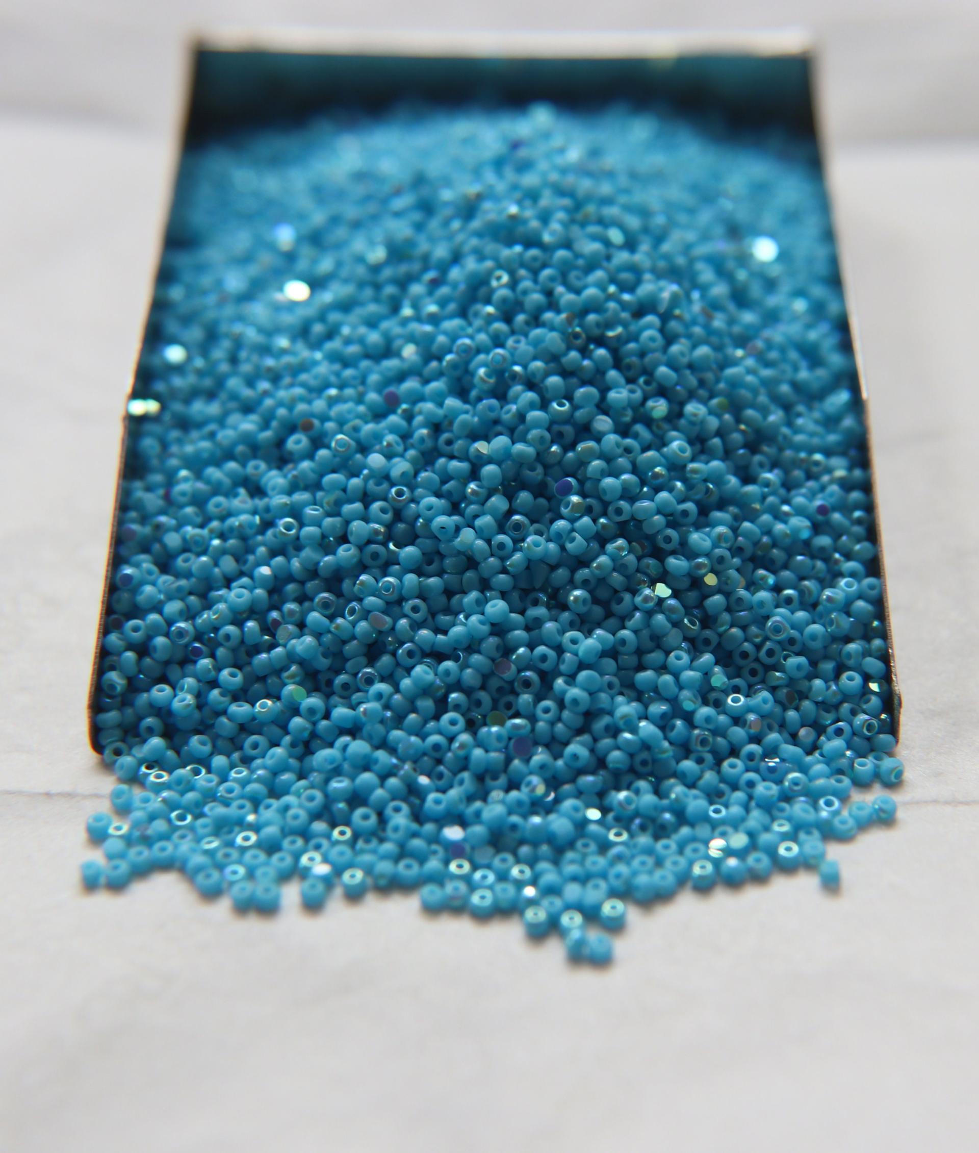 13/0 Charlotte Cut Beads Patina Turquoise Opaque Aurore Boreale 5/10/20/50/250/500 Grams craft supplies, jewelry making, embroidery material
