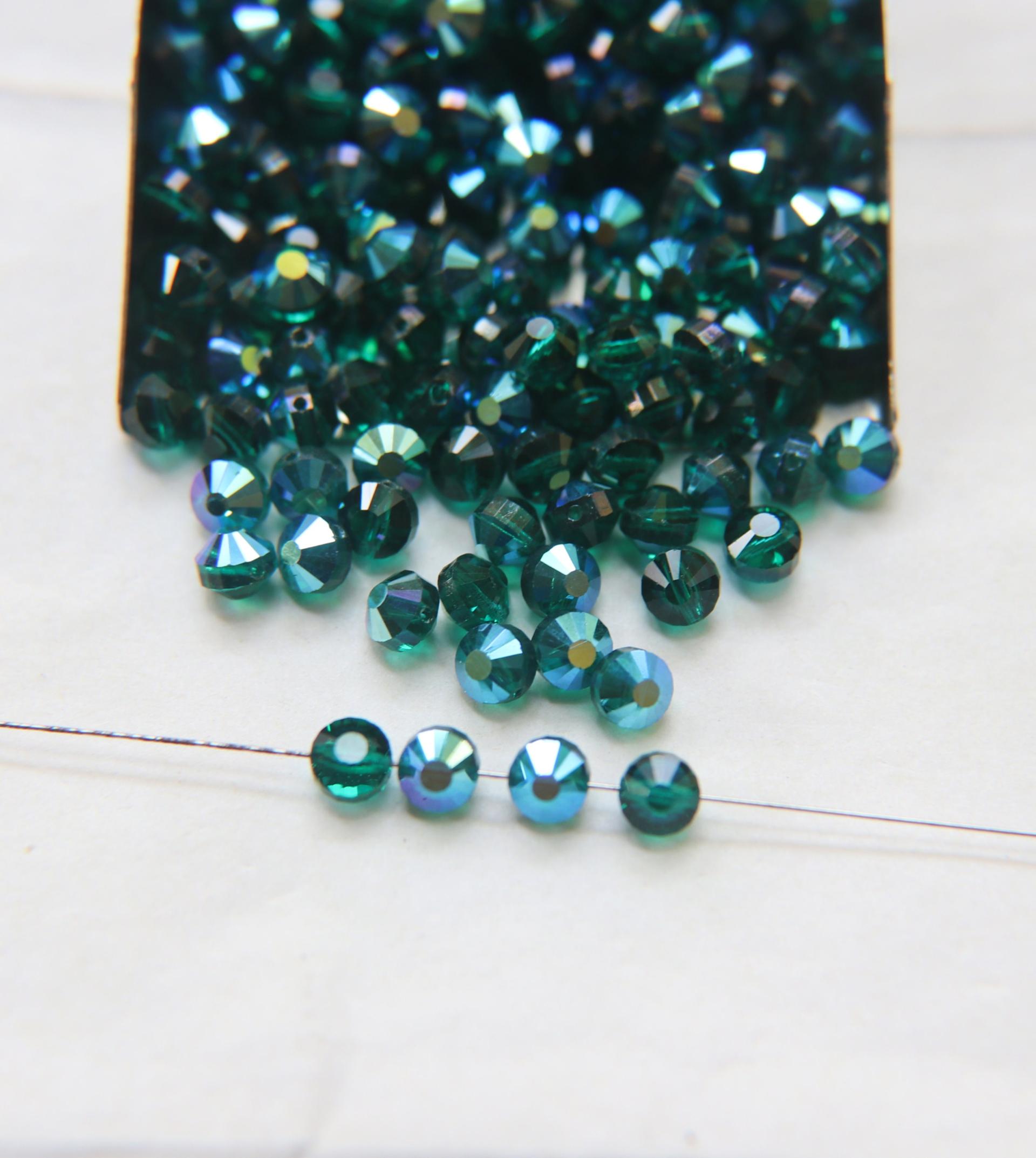 5mm Swarovski 5100 vintage round and slightly flattened crystal beads Emerald Aurore Boreale 6/12/36/172/44/288 Pieces Vintage beads