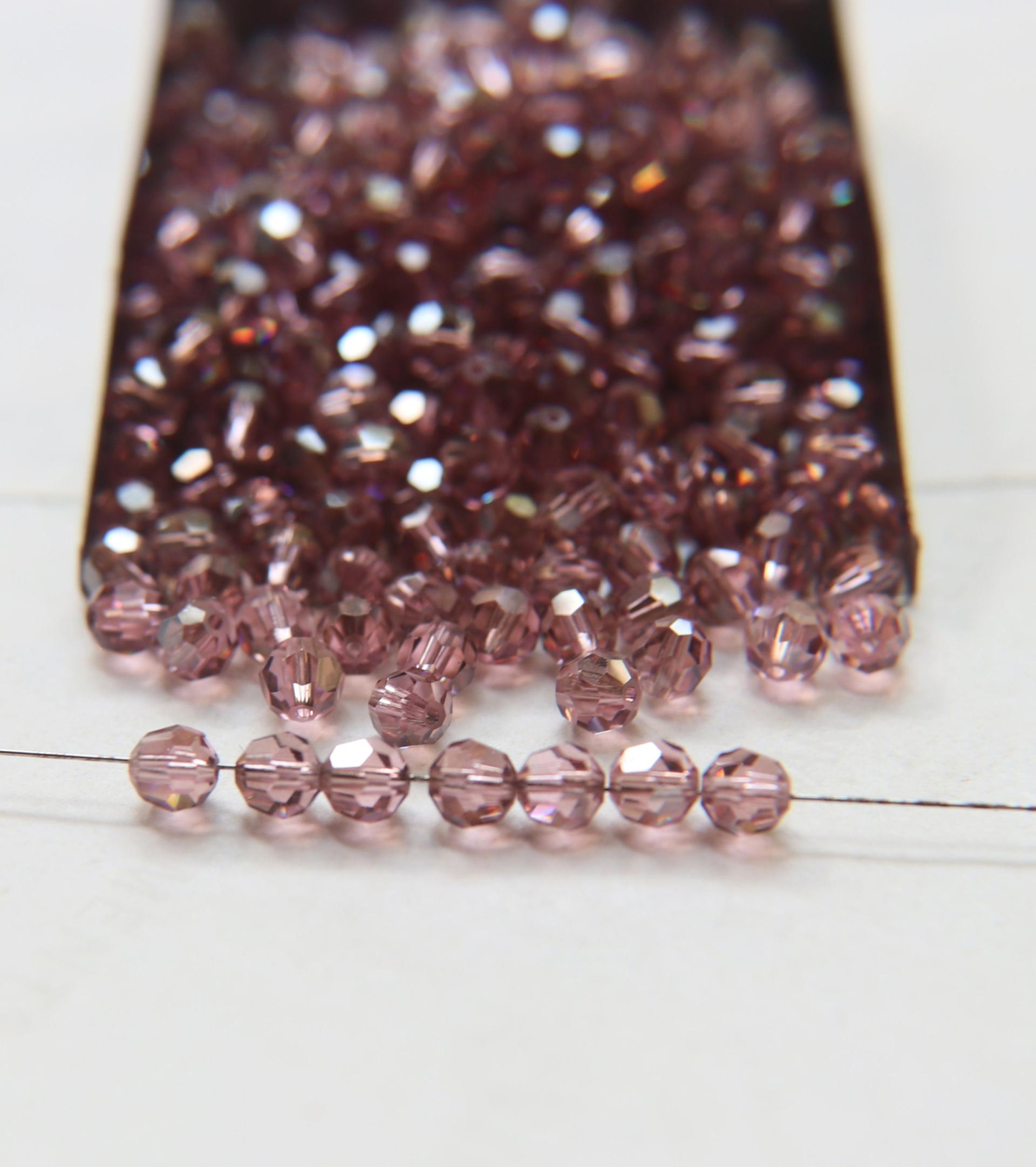 5mm Swarovski Elements Article 5000 Light Rose Satin Faceted Round Beads 6/12/36/172/44/288/720 Pieces