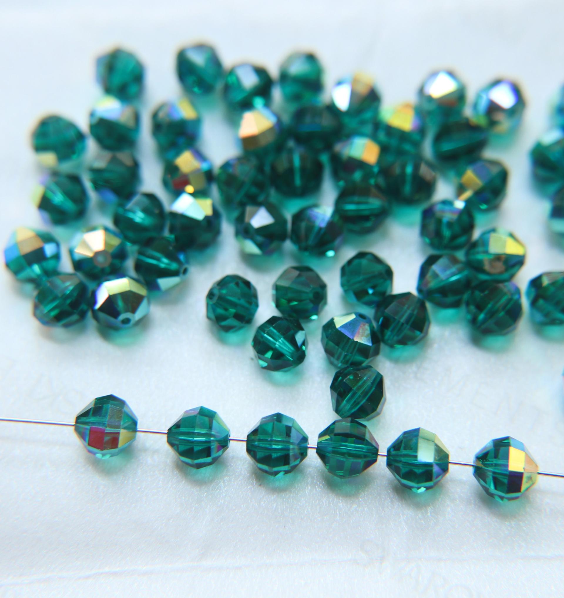 5004 Swarovski 7mm crystal bead round geometric cut in Emerald Aurore Boreale 2/6/12/36 Pieces (4 Colours) jewelry making beads